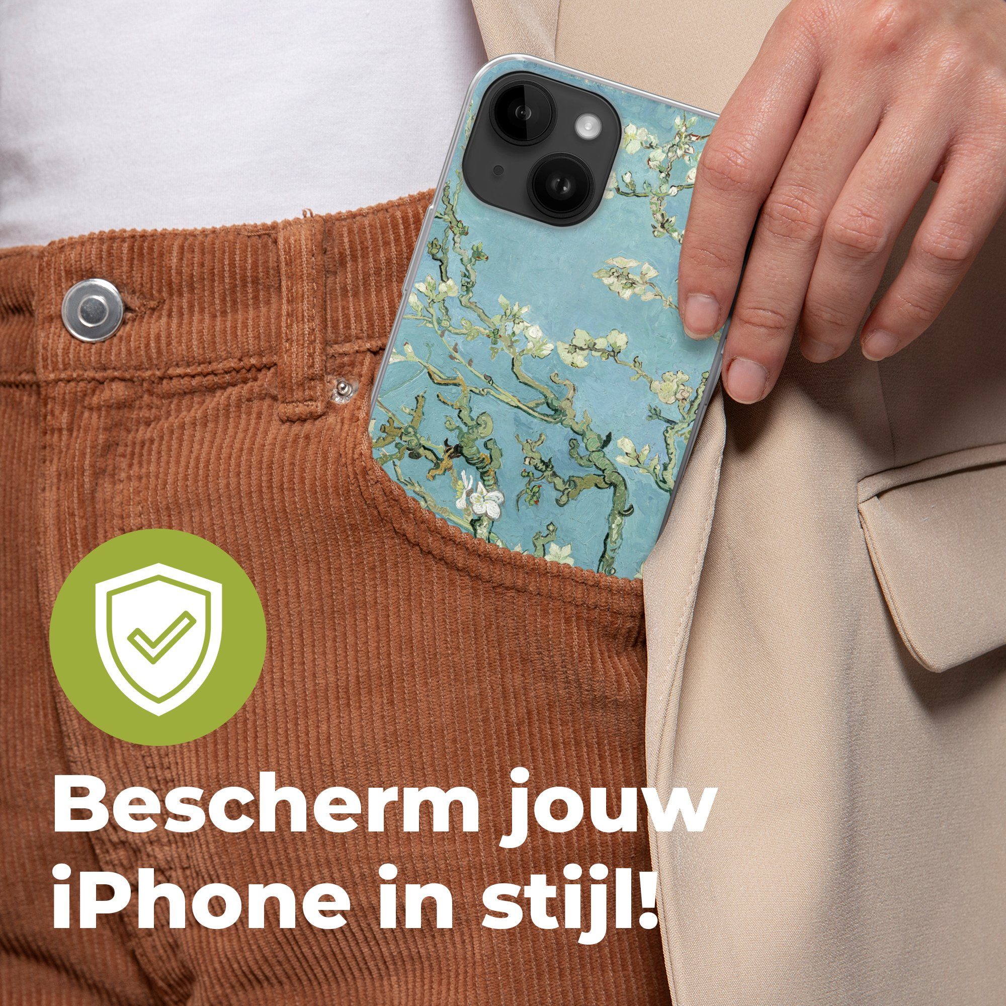 MuchoWow Handyhülle für Apple iPhone 14 Mandelblüte - Van Gogh - Kunst, Smartphone-Bumper, Print, Handy Schutzhülle Dünn