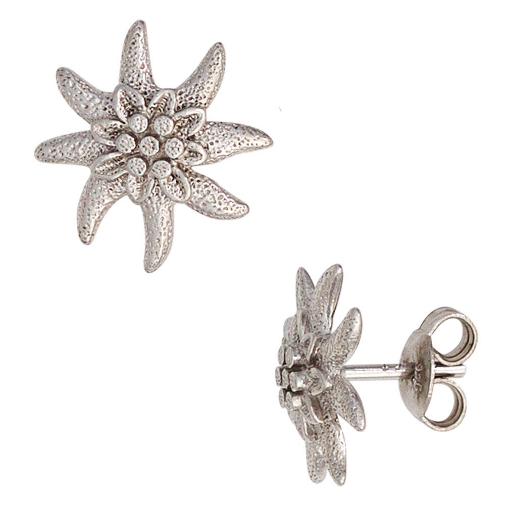 Paar Ohrstecker Ohrstecker Blume Edelweiß aus 925 Silber