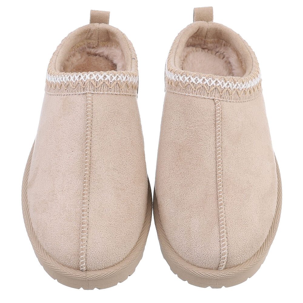 Ital-Design Bequeme Clogs für Damen mit dekorativen Details Snowboots (90457970) Flach Flache Stiefeletten in Beige