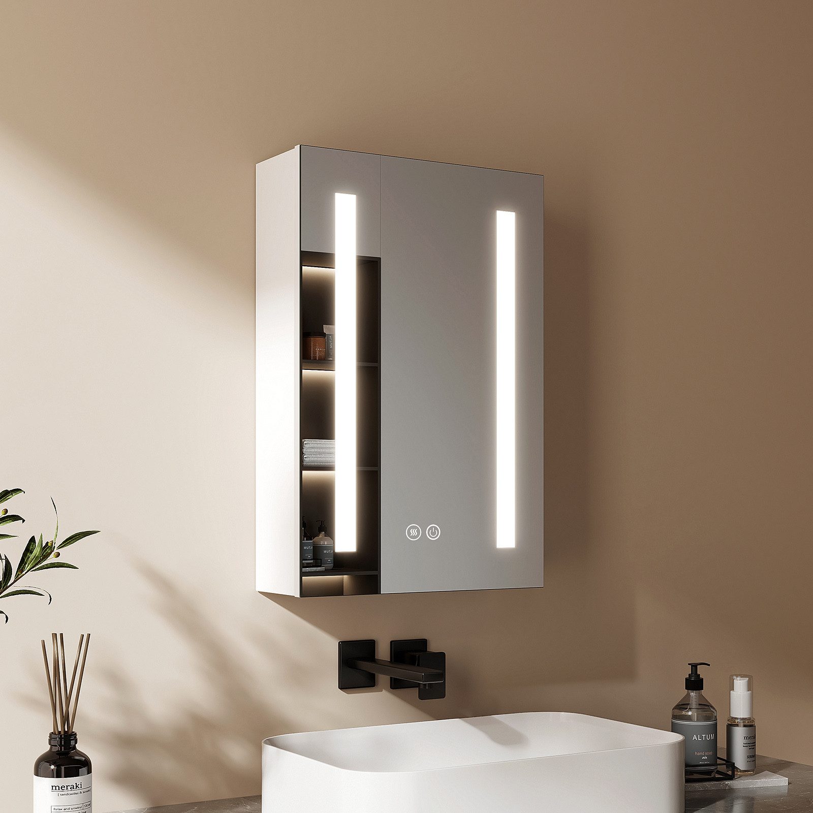 EMKE Spiegelschrank bad mit beleuchtung 3 Lichtfarben Dimmbar Antibeschlag günstig online kaufen