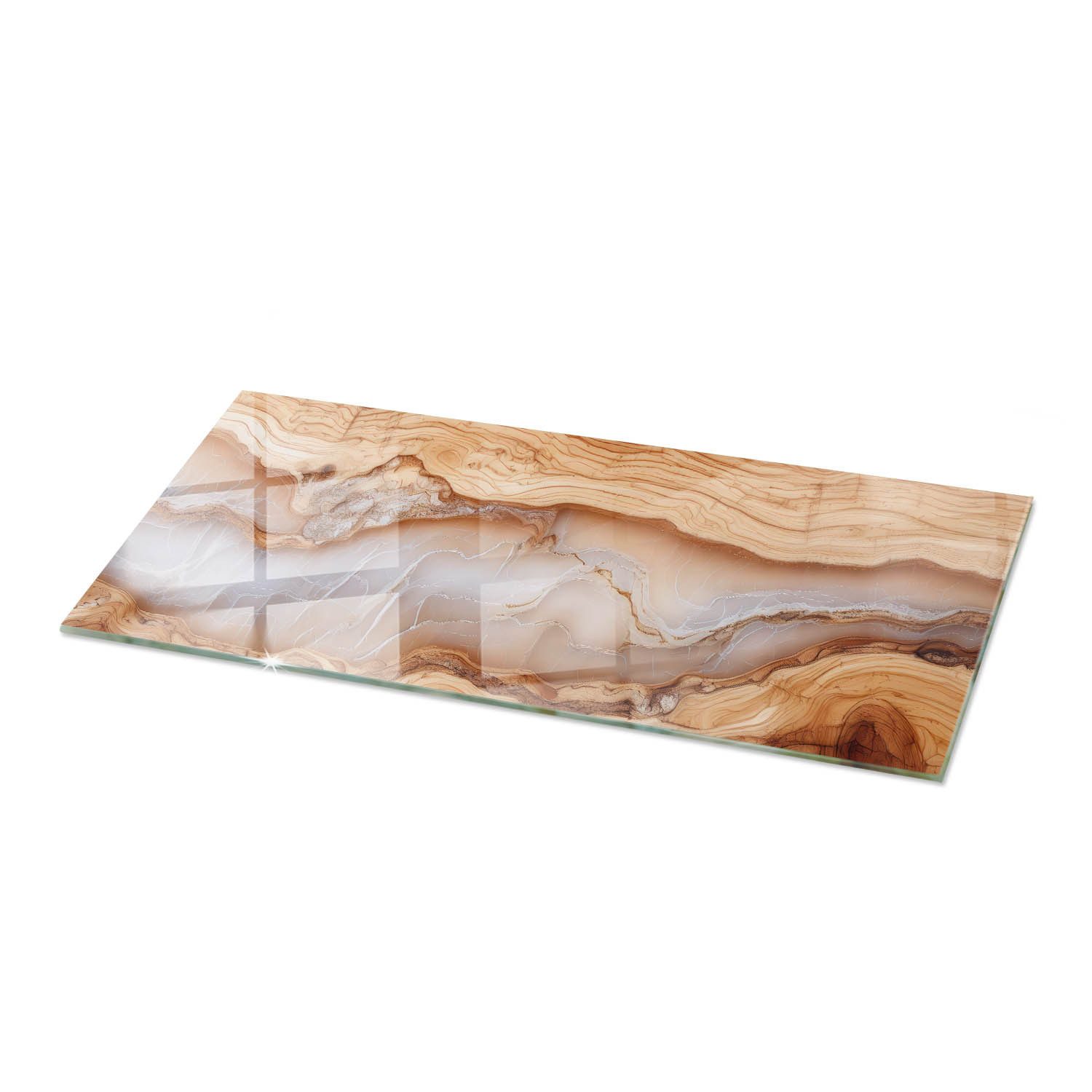 Tulup Tischplatte Couchtisch Glasplatte Naturholz mit Harz Ersatzplatte Glas