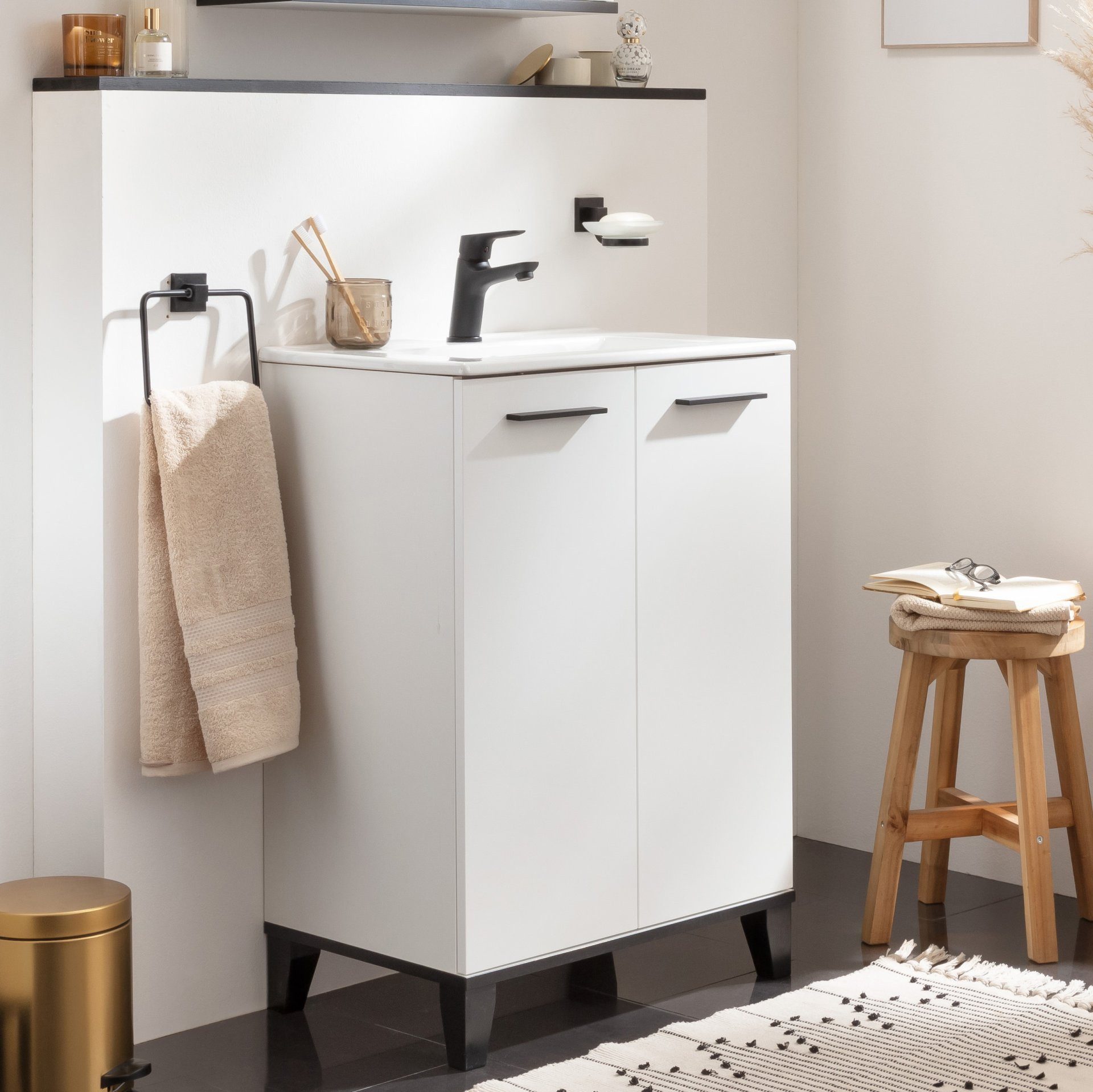 FACKELMANN Badmöbel-Set TE-A Badmöbelset, Badezimmerkombination, Waschplatz-Set