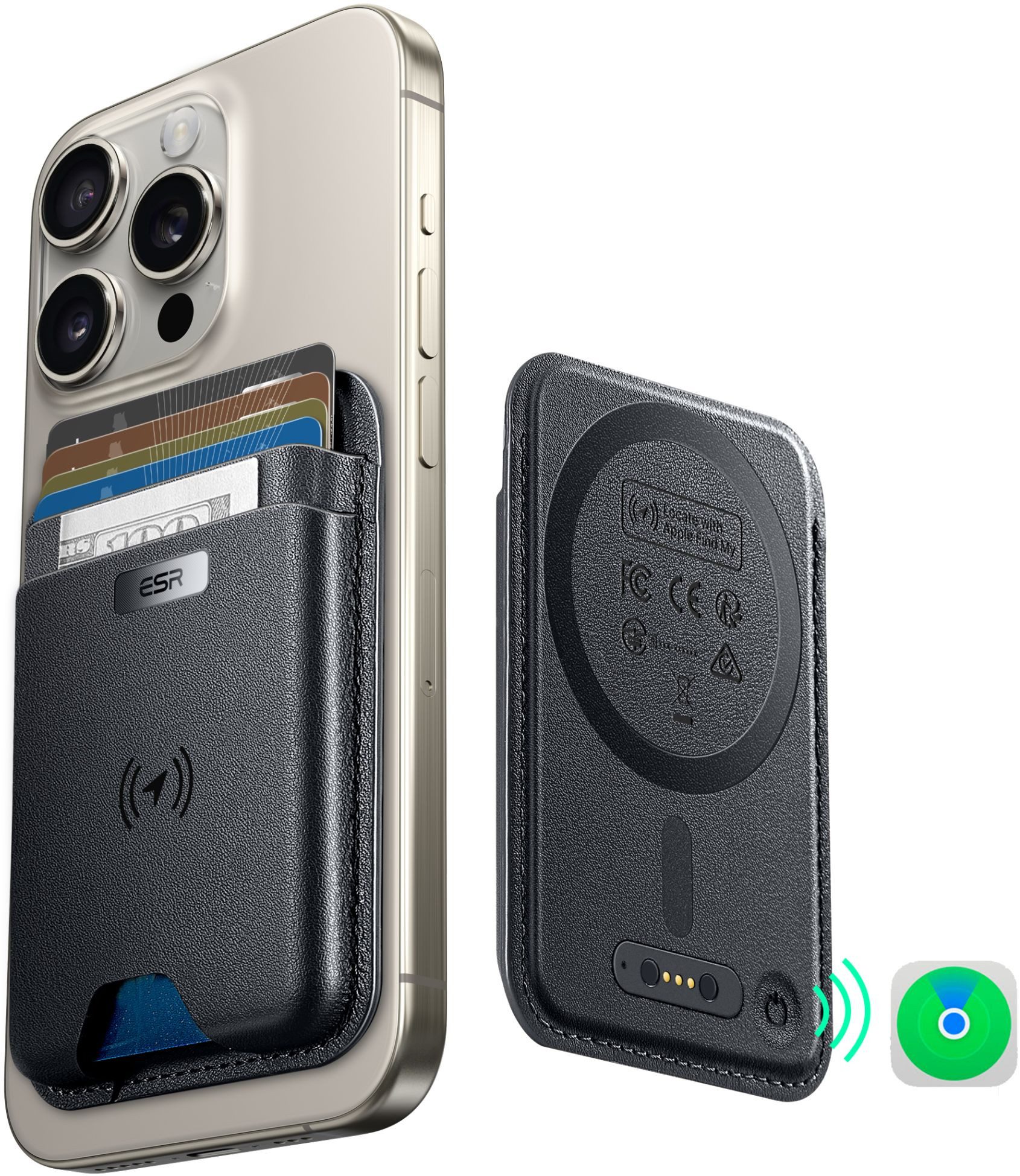 ESR Geldbörse Geo Wallet, 3,2kg Haltekraft, spezielles Schutzfutter gegen Entmagnetisierung