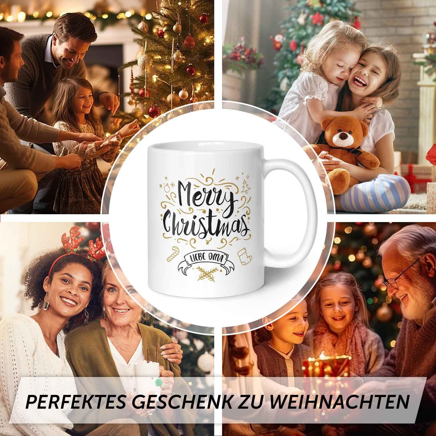 GRAVURZEILE Tasse Liebe Merry - - Männer Weiß Christmas Weihnachtsmotiv Frauen Weihnachten, & Oma für mit - Geschenke zu Spülmaschinenfest