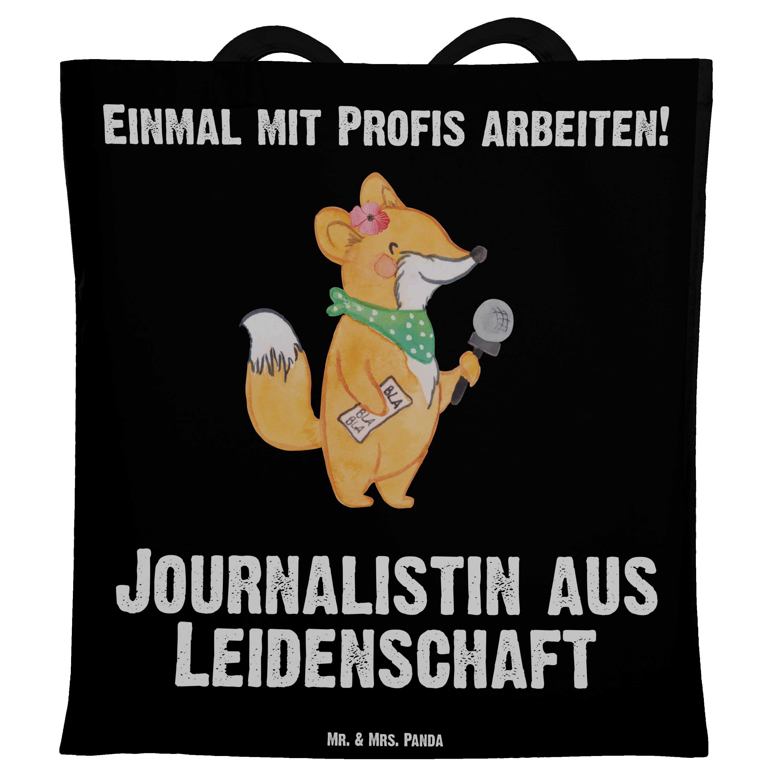 & Schwarz - Geschenk, (1-tlg) Tragetasche Journalistin Mr. Leidenschaft J aus - Einkaufstasche, Panda Mrs.