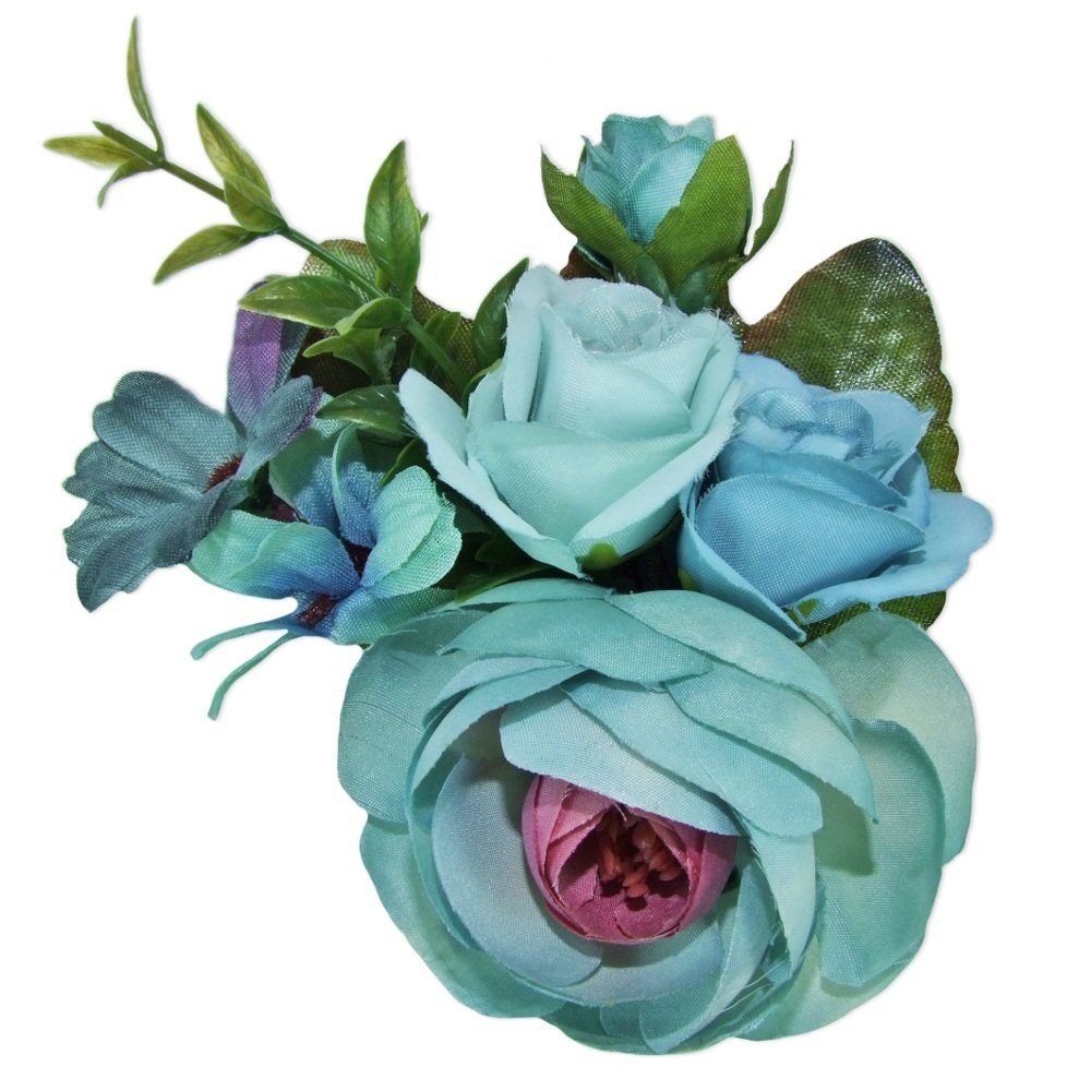 Trachtenland Trachtenhut Anstecknadel mit bunten Blumen - Blau