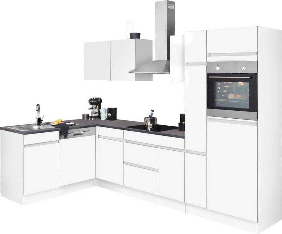 OPTIFIT Winkelküche Roth, mit E-Geräten, Stellbreite 300 x 175 cm, Mit 28  mm starker Arbeitsplatte
