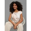 Laura Scott Shirtbluse mit Satin, U-Boot-Ausschnitt, Viskose und Elasthan Rückenteil