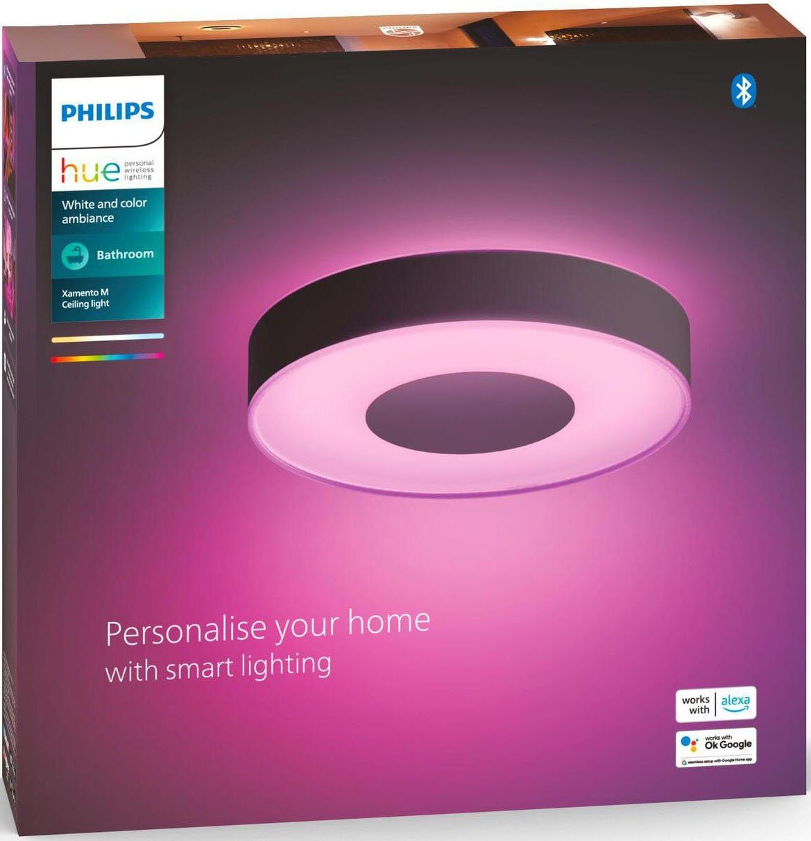 Philips Hue LED - Xamento, Bluetooth, integriert, LED Bluetooth Deckenleuchte fest warmweiß kaltweiß, Steuerung