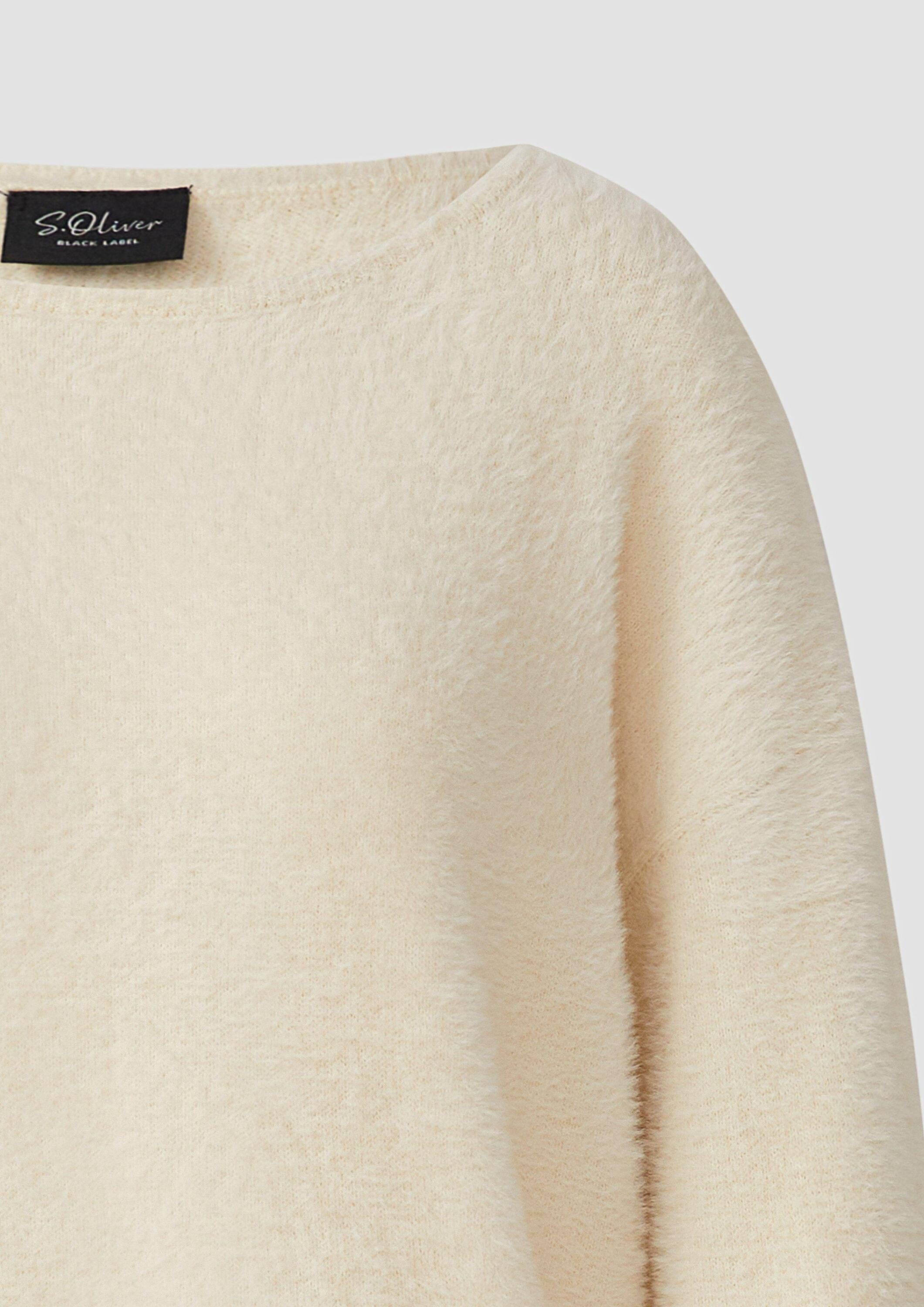 s.Oliver Longpullover Strickpullover Flauschiger Pullover mit U-Boot-Ausschnitt