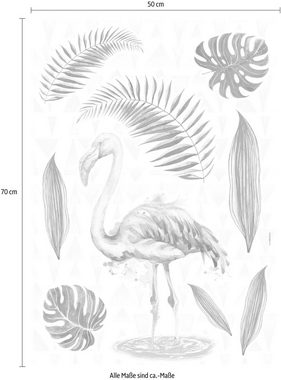 Komar Wandtattoo Flamingo (9 St), 50x70 cm (Breite x Höhe), selbstklebendes Wandtattoo
