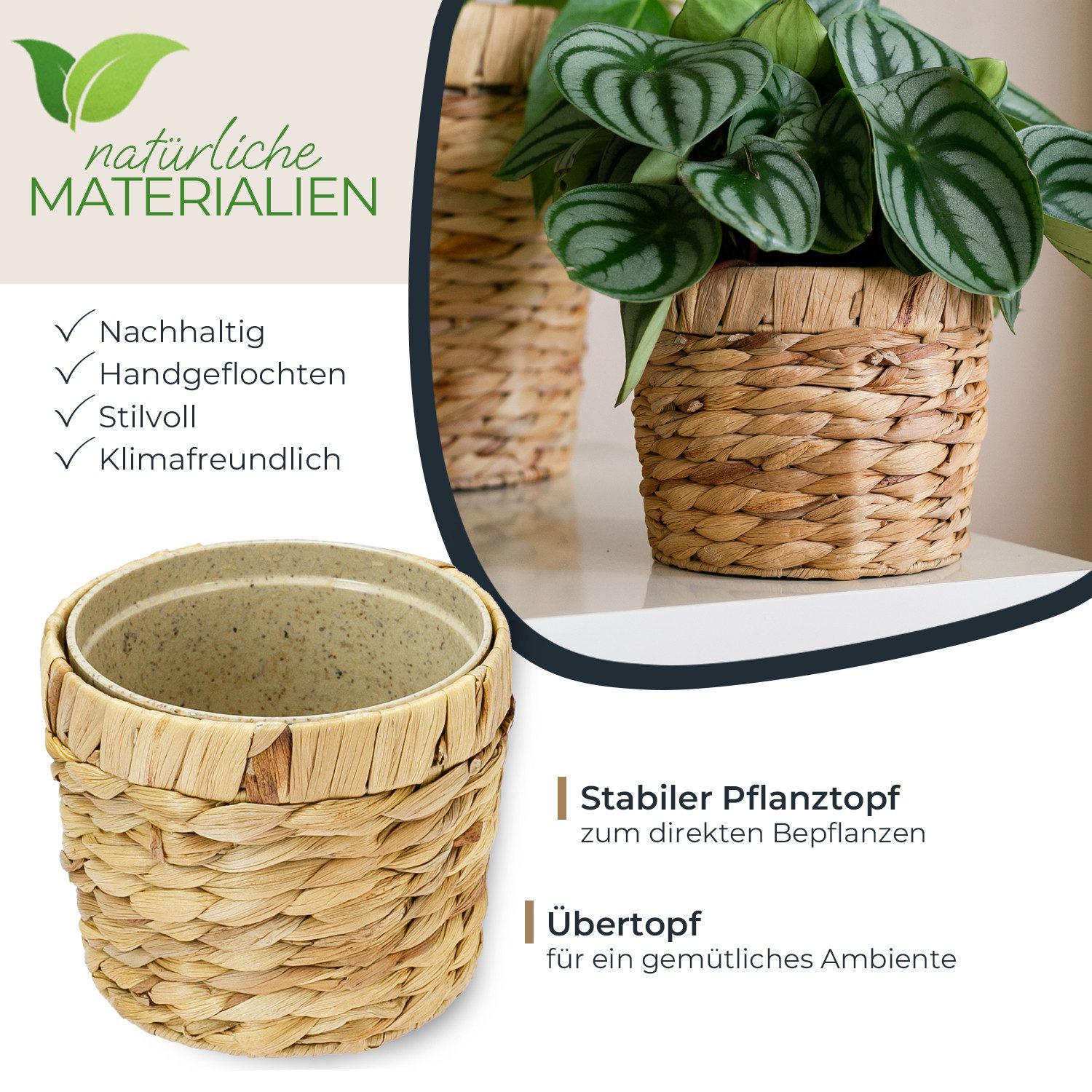 HMF Wasserhyazinthentopf Innovativer Blumentopf geflochten aus günstig online kaufen