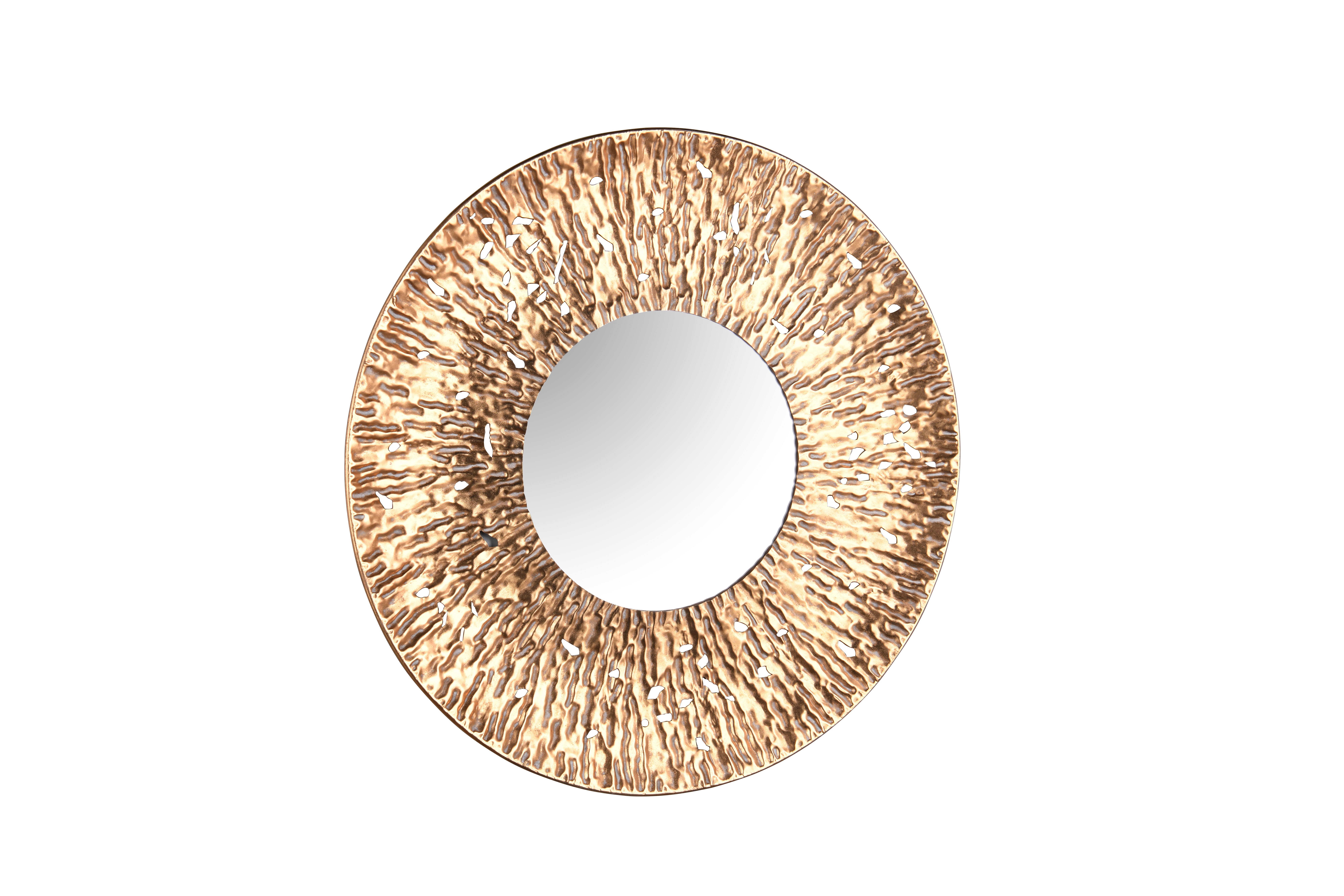 furnling Dekospiegel Rubina (1-St), mit goldenem Metallrahmen, Ø 80 cm, geriffelt, integrierte Aufhängung
