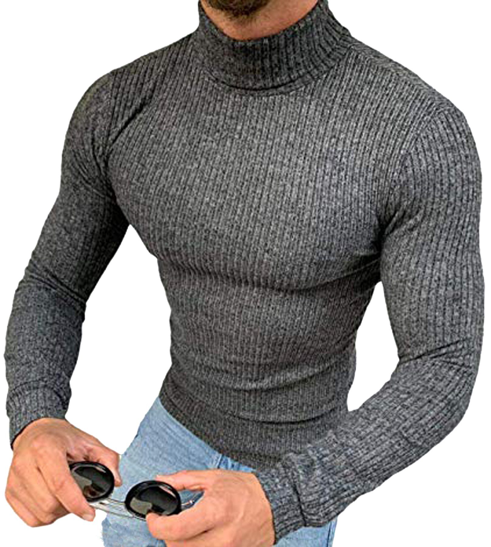 Megaman Jeans Rollkragenpullover Herren Rollkragenpullover Rolli Hoher Pulli Warrm Hoher Kragen