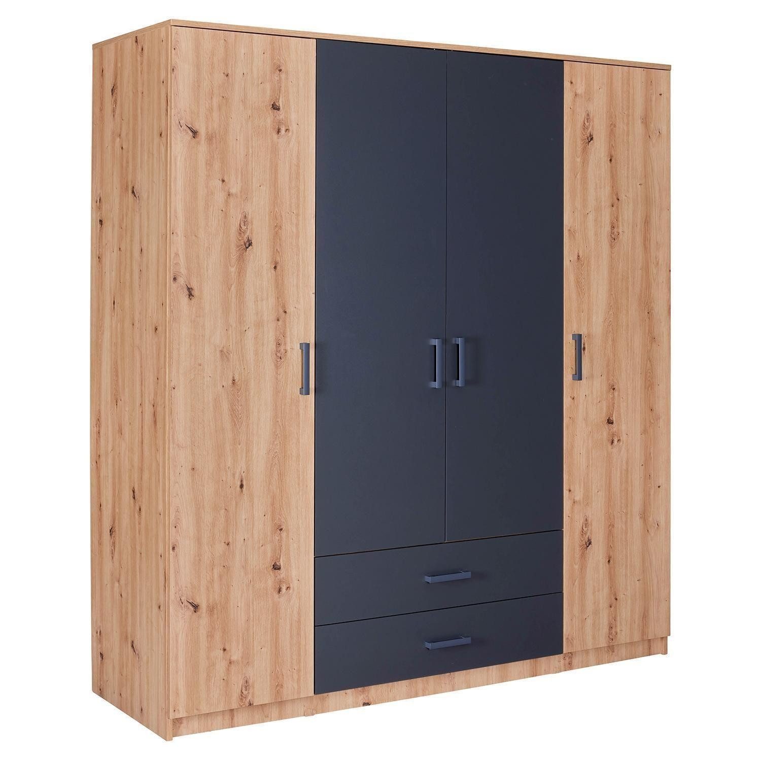 Inter Link Kleiderschrank LIORA, Artisan Eiche Dekor, 4 Türen, 2 Schubladen, B 180 x H 199 x T 58 cm