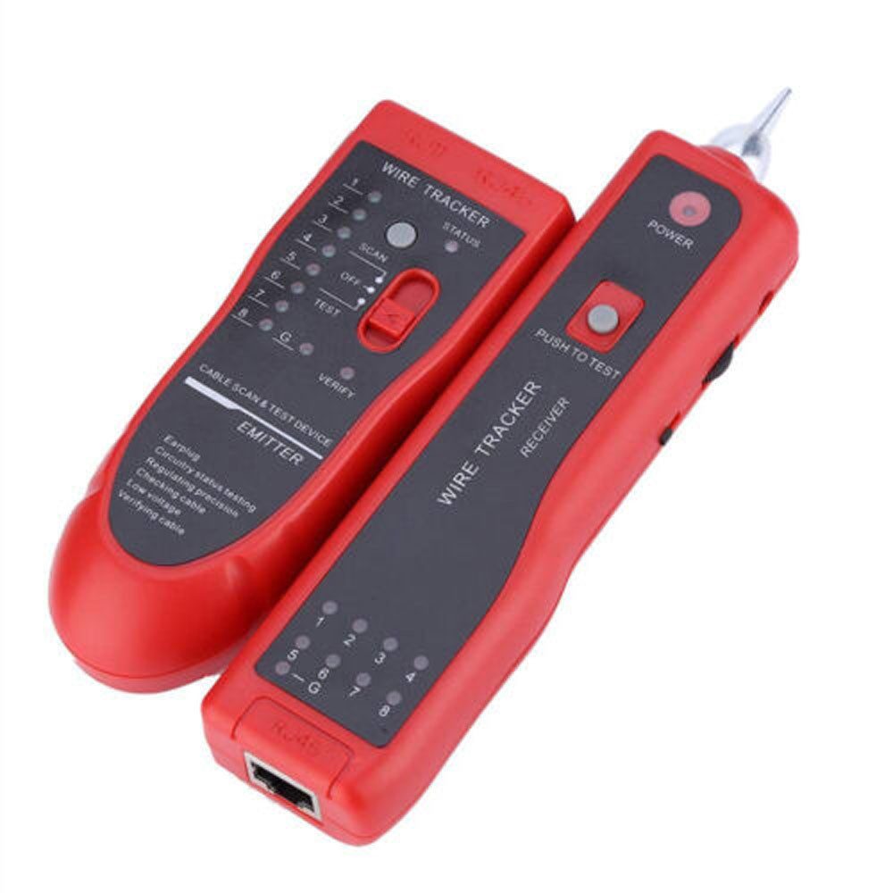 XERSEK Leitungsortungsgerät Multifunktional Kabeltester Kabelfinder Kabelsucher Werkzeug Set, Leitungssucher für Netzwerk und Telefoninstallation, LED Anzeige, inkl. 2x 9V Batterien, für RJ45 /RJ11/LAN