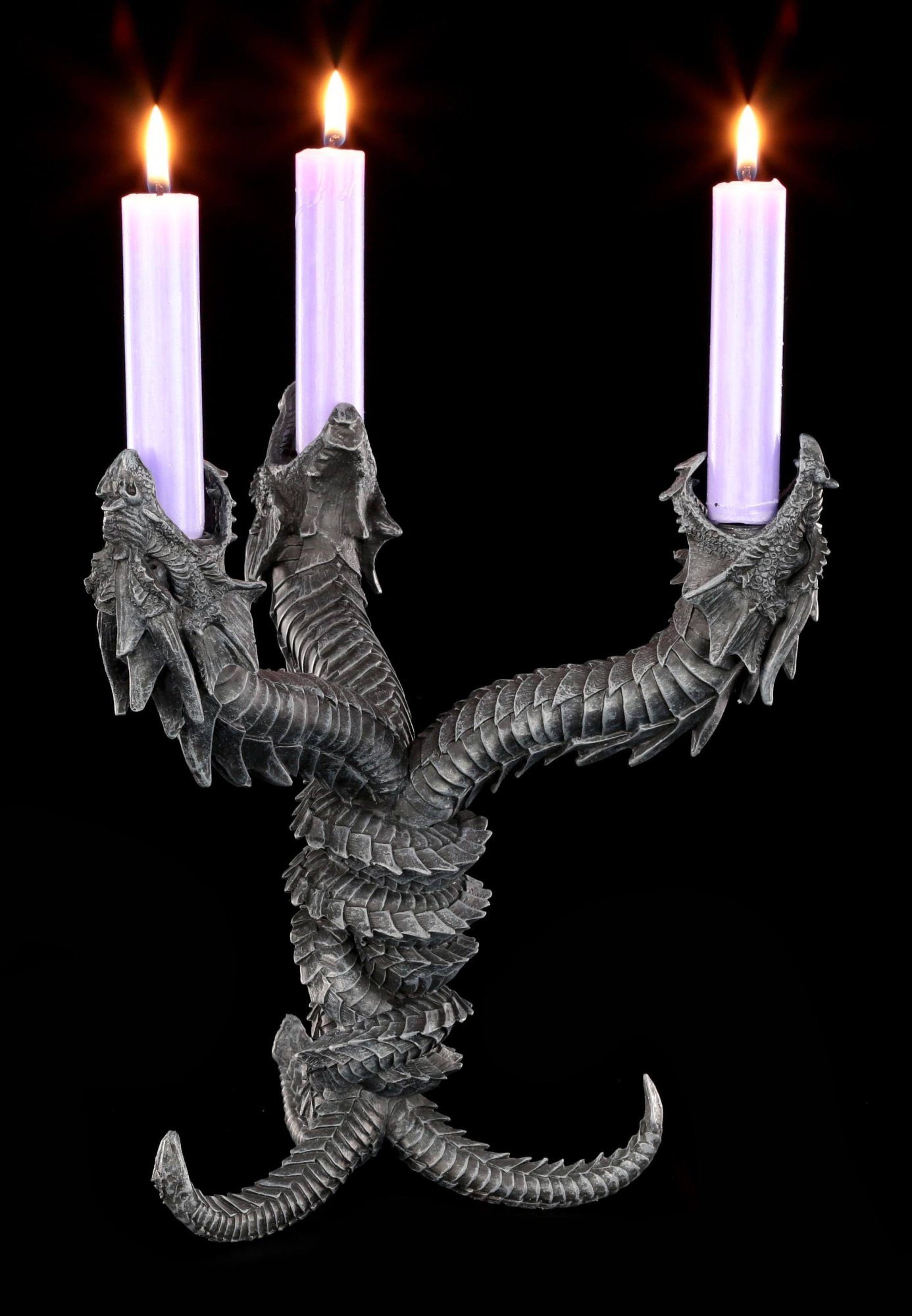 Figuren Shop GmbH Kerzenhalter Drachen Kerzenhalter - Hydra - Fantasy Gothic Dekoration Drache