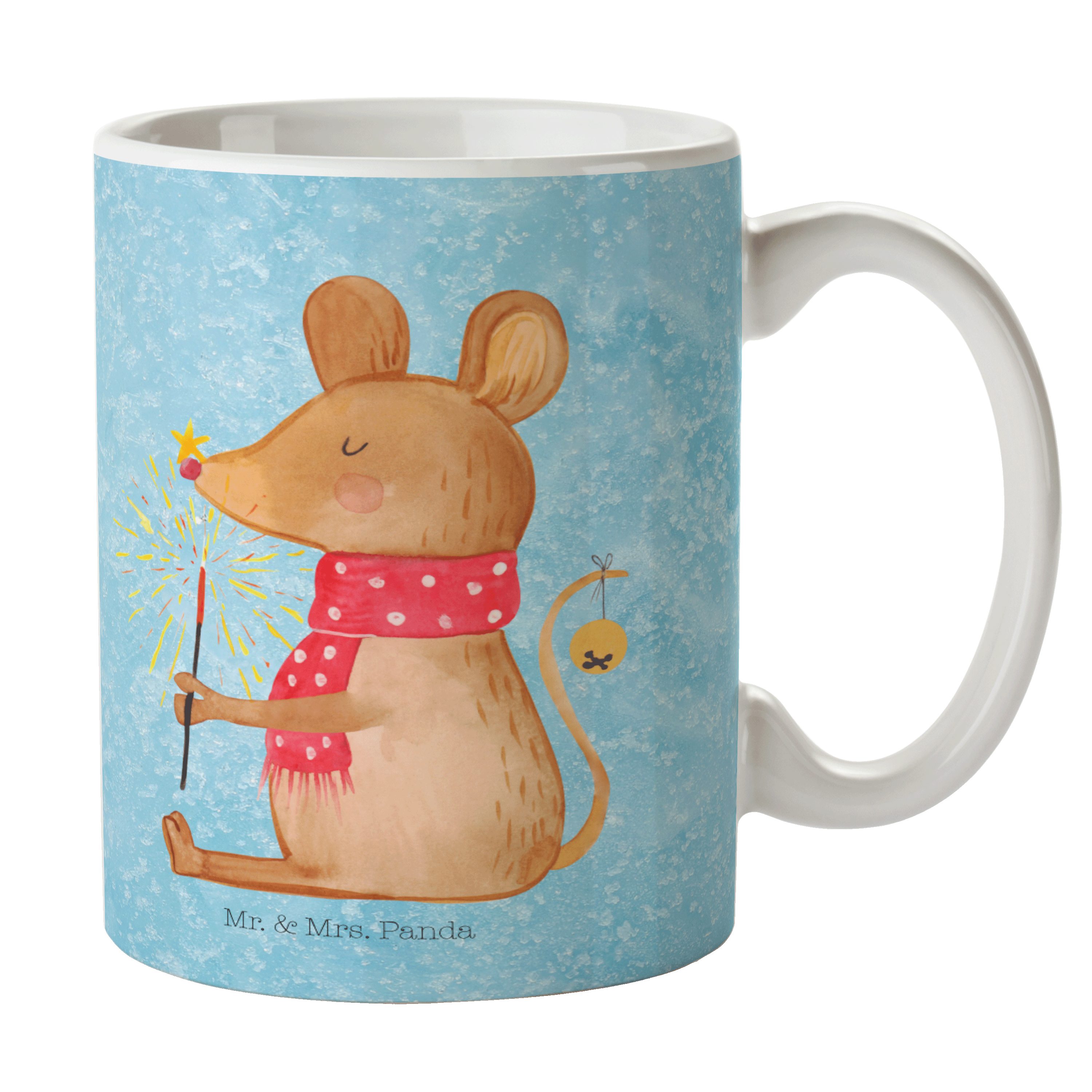 Mr. & Geschenk, - Panda Mrs. - Tasse Weihnachtsmaus Teebecher, Kaffeebecher, Eisblau Tasse, Keramik