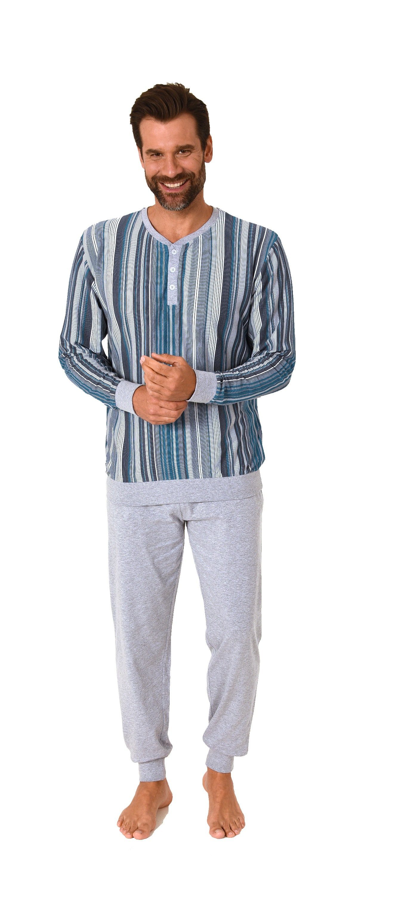 Normann Pyjama Herren Schlafanzug in Streifenoptik, günstig online kaufen