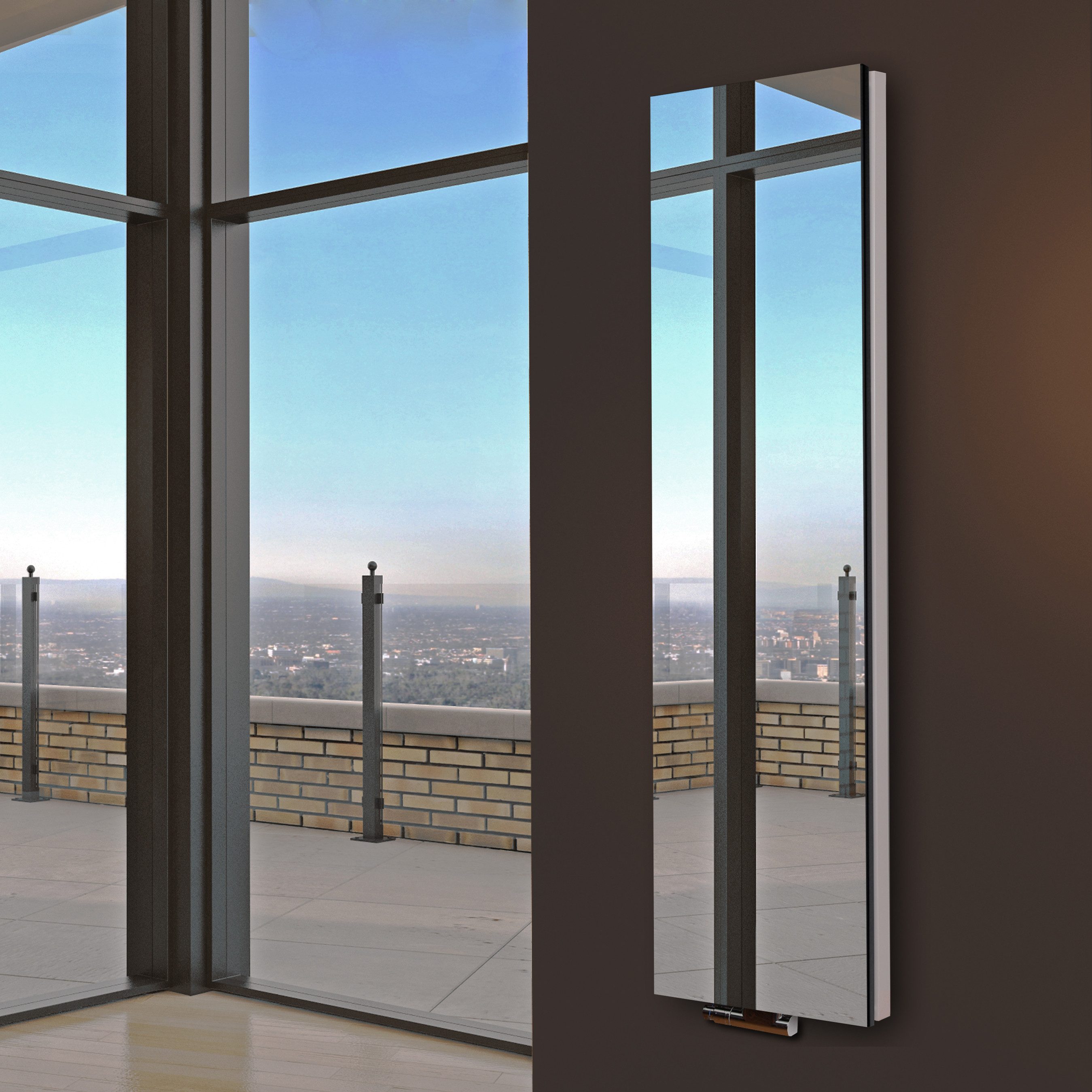 Szagato Badheizkörper BADHEIZKÖRPER mit Spiegel Mirror 6 180x47cm 1964 Watt Edelstahl, 5 Jahre Garantie, Made in Germany