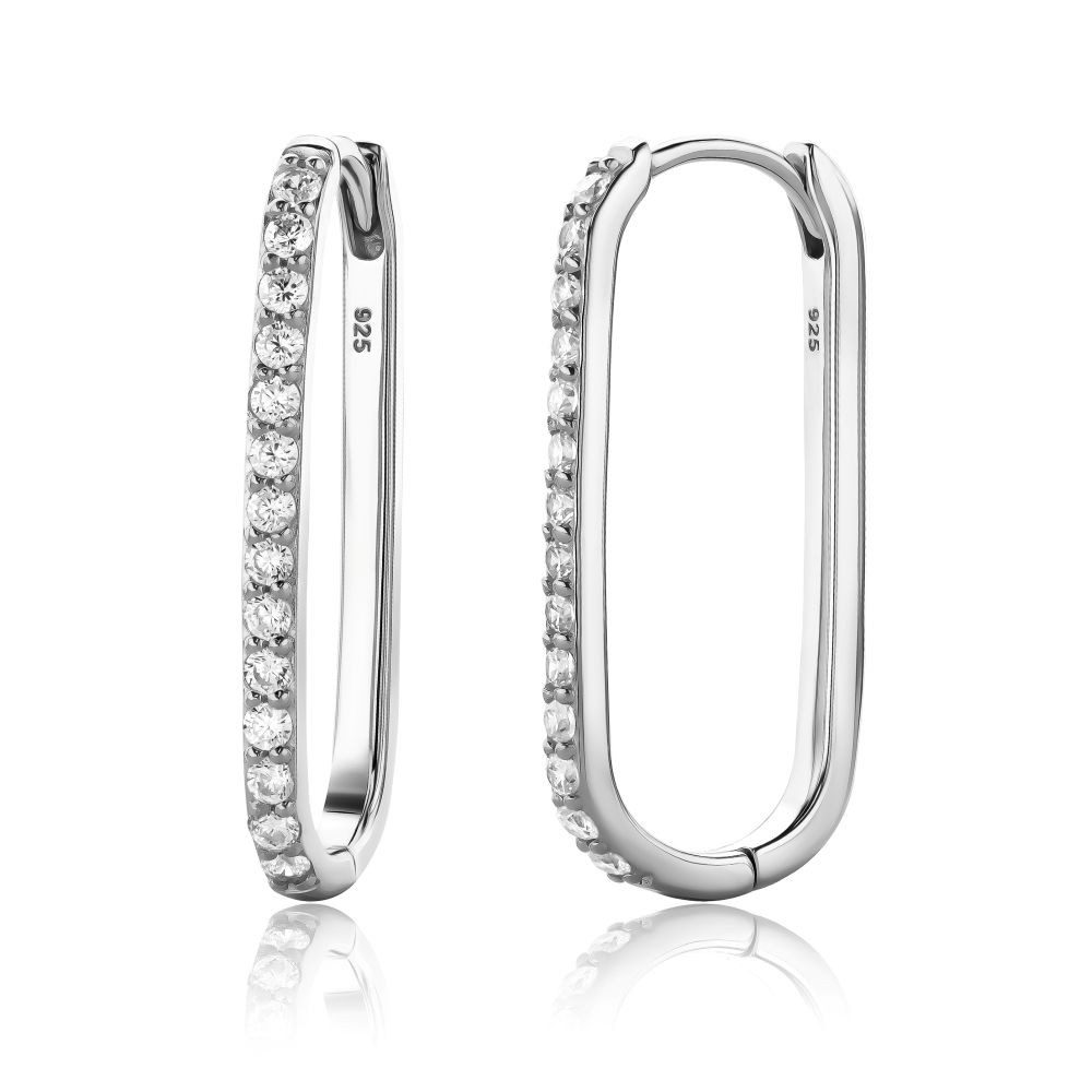 Miore Klappcreolen MSAE295E - 925 Sterling Silber - Ohrringe mit Zirkonia Steinen 0,84 Kt, mit 28 Steinen für Damen