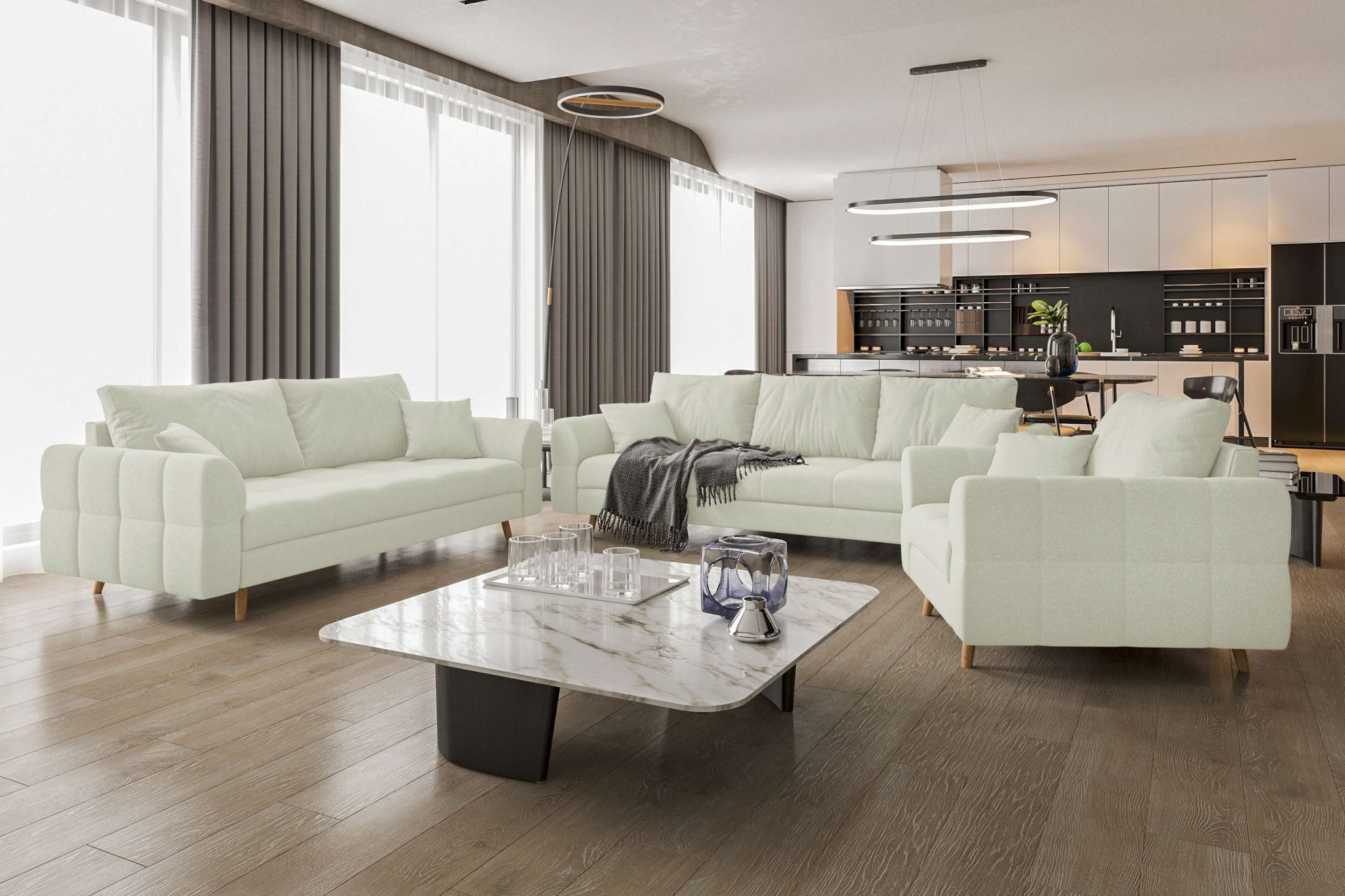 99rooms Polstergarnitur Bello, (Couchgarnitur, Set (3-tlg), günstig online kaufen
