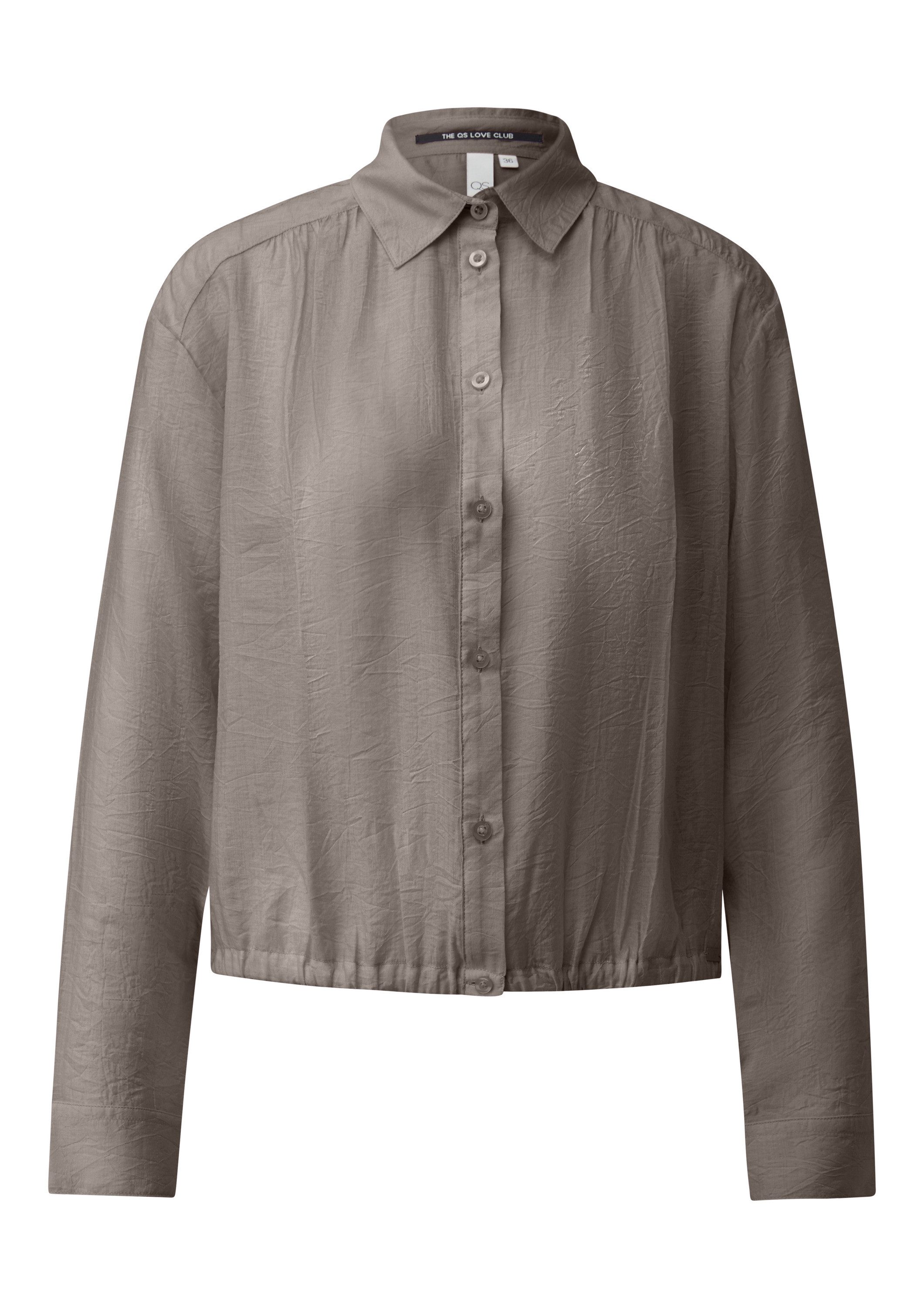 QS Langarmbluse Bluse Leicht transparente Bluse mit Gummizug am vorderen Sa günstig online kaufen