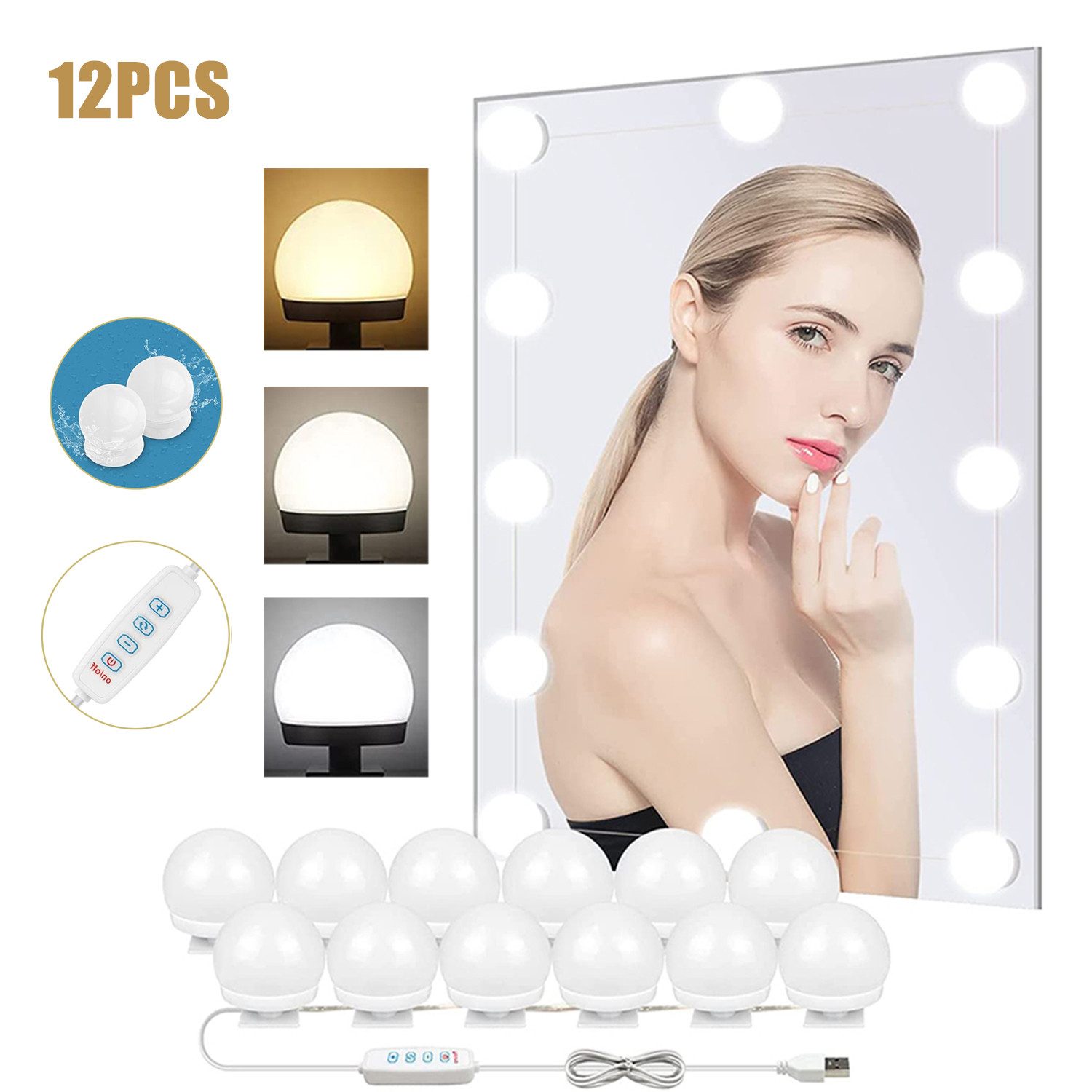 Spiegelleuchte LED Spiegelleuchte USB Schminktisch 12 LED Dimmbar