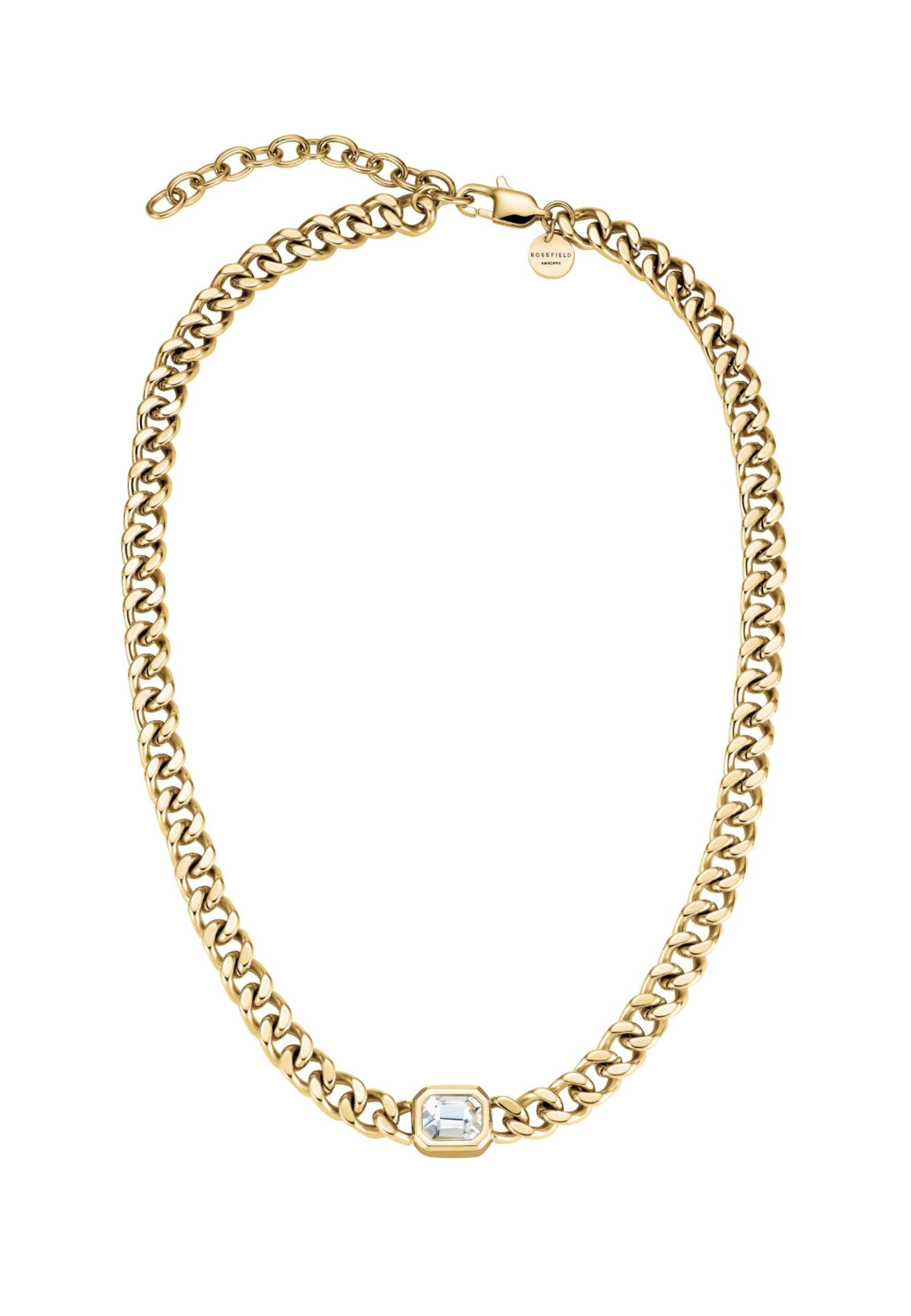 Edelstahlkette ROSEFIELD Octagon Choker Damen-Schmuck achteckige Halskette Goldfarben