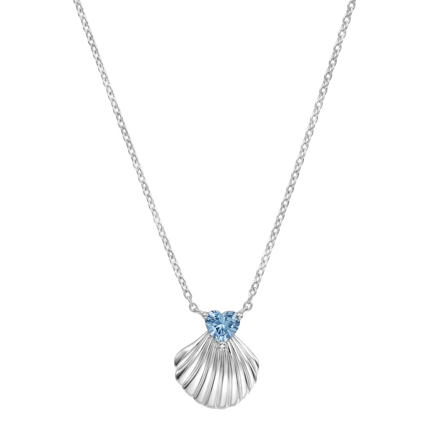 Amor Kette mit Anhänger Schmuck, Geschenk, Muschel-Optik, Herz, mit Zirkonia (synth)