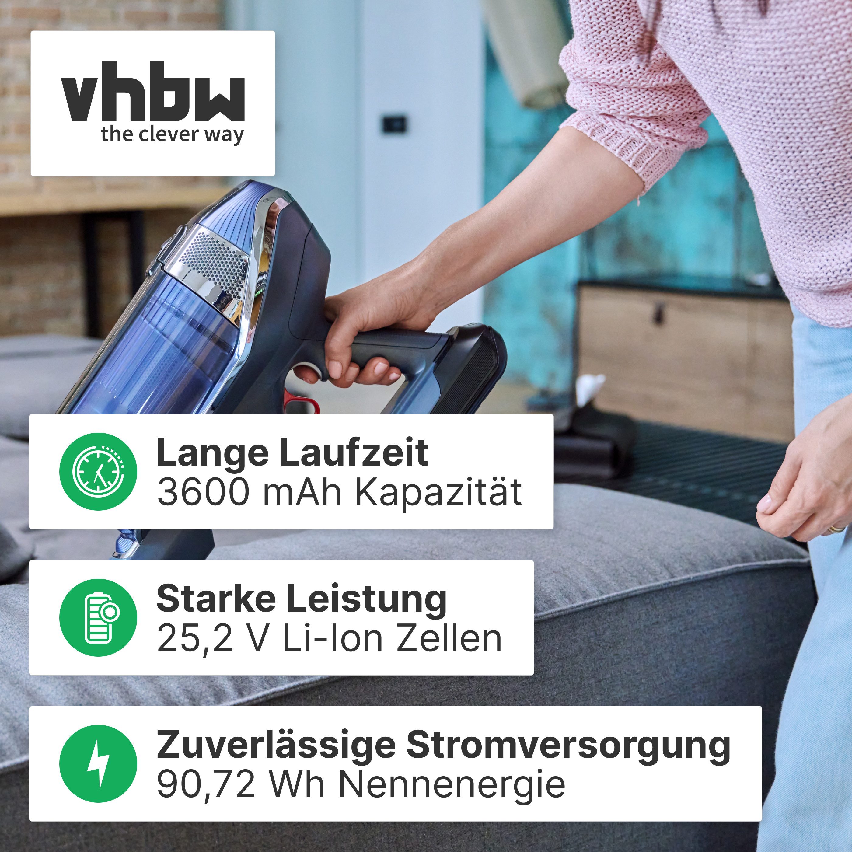 vhbw passend für Dyson V15 Detect Complete Plus, Detect Absolute, Detect Co Staubsauger-Akku Akku Li-Ion 3600 mAh (25,2 V, 1 St), Leistungsfähiger Austausch-Akk – Bild 3 von 5