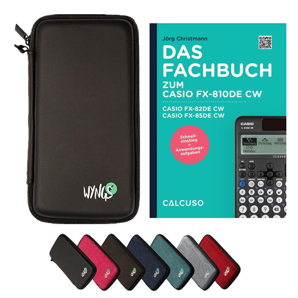 CALCUSO Taschenrechner Zubehör zum Casio fx-82DE CW - Fachbuch & Schutztasche Schwarz