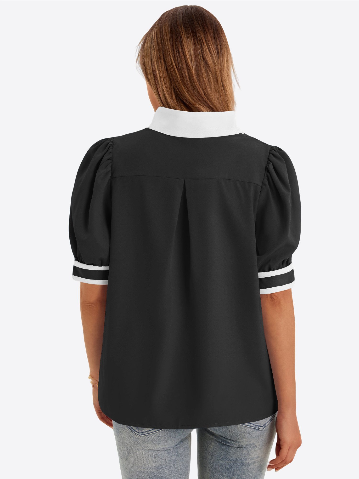 Imily Bela T-Shirt Damen Puffarmbluse mit V-Ausschnitt (Packung, 1-tlg., 1p günstig online kaufen