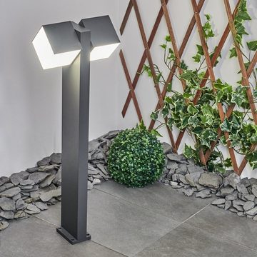 hofstein Pollerleuchte »Gobbi« Außenlampe aus Metall/Kunststoff in Anthrazit/Weiß, 4000 Kelvin, mit verstellbaren Leuchtenschirmen (350°drehbar), LED 1000 Lumen, IP54