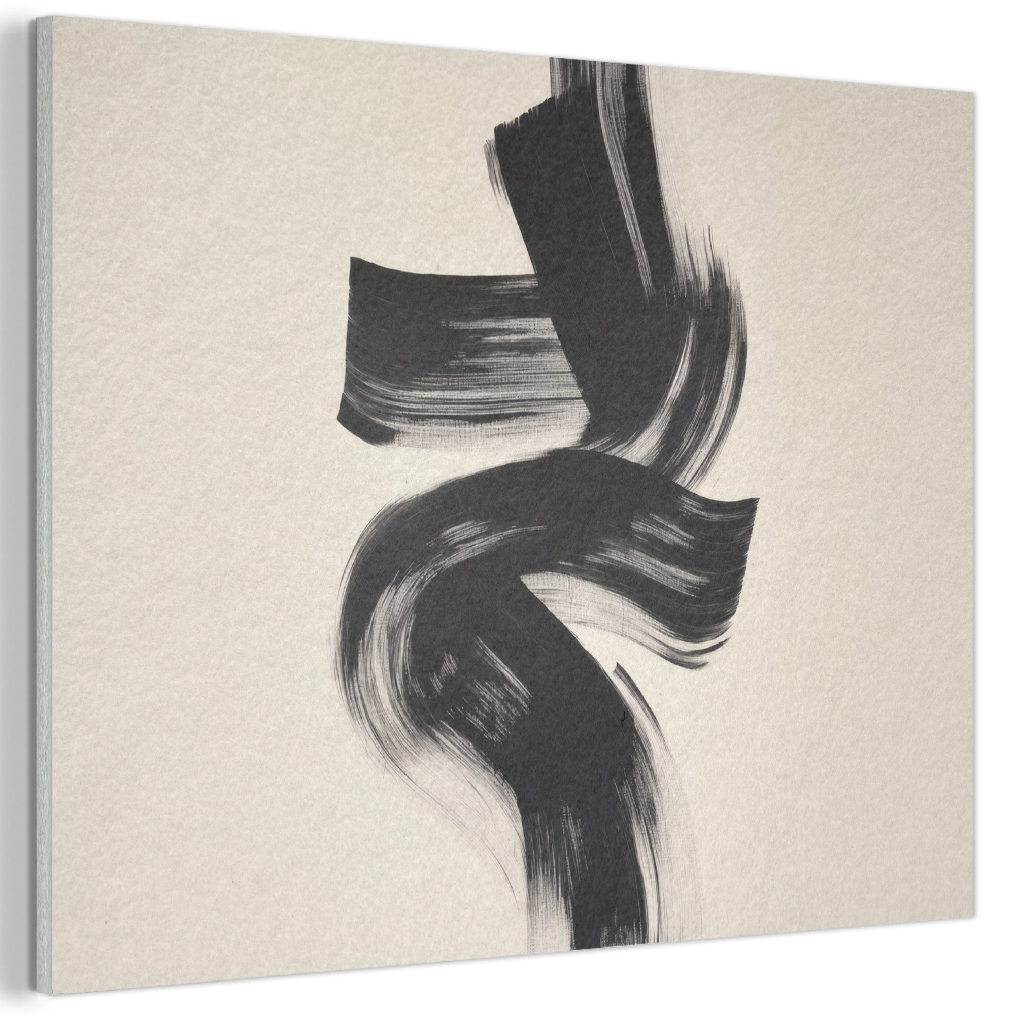 MuchoWow Gemälde Streifen - Schwarz - Abstrakt, Fotodruck (1 St), Akustikpaneele PET-Filz, Akustikbild, Schalldämmung, Deko 40x30 cm