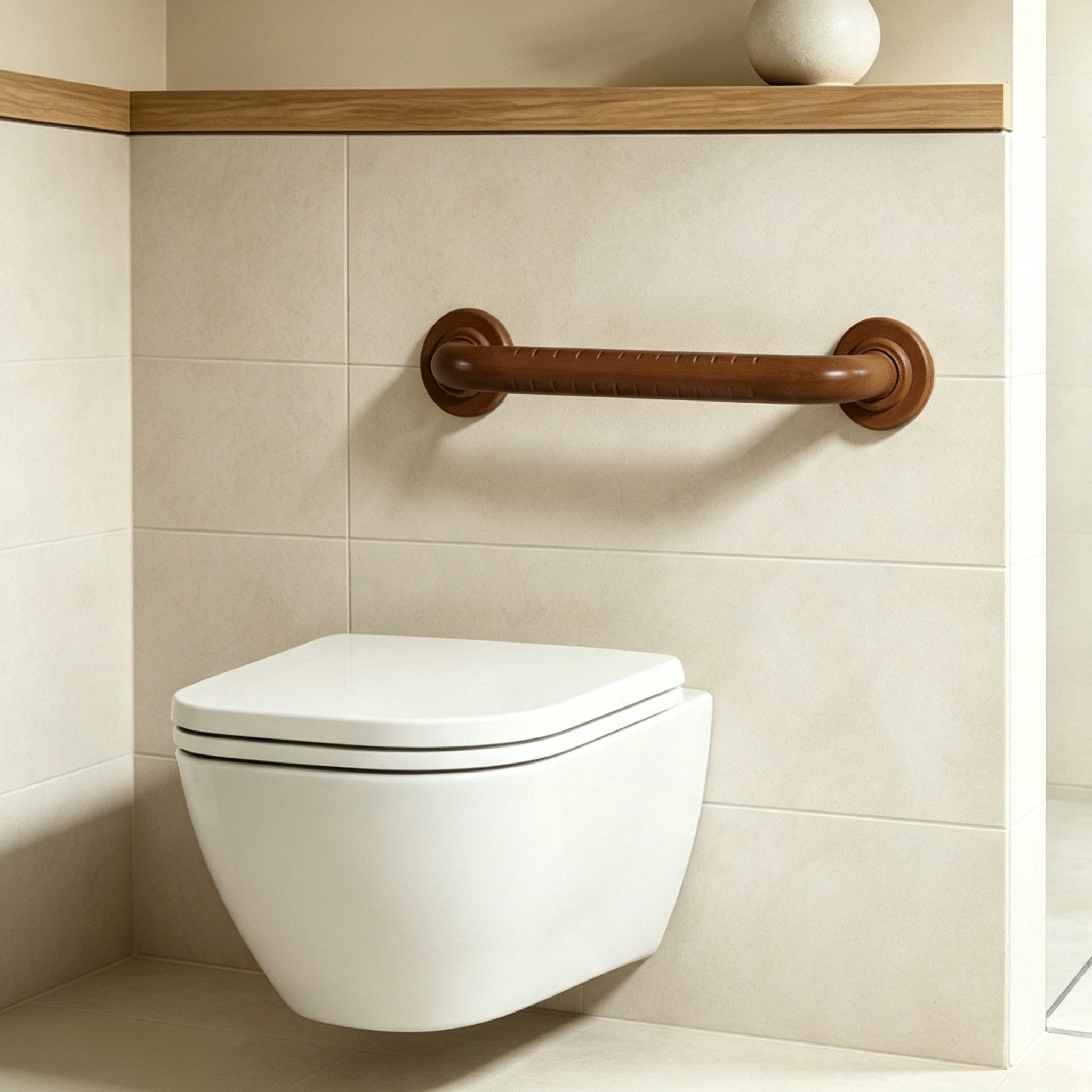 Hopibath Badewannengriff Haltegriff Edelstahl Rutschfester, belastbar bis 100 kg, Wandbohrungen