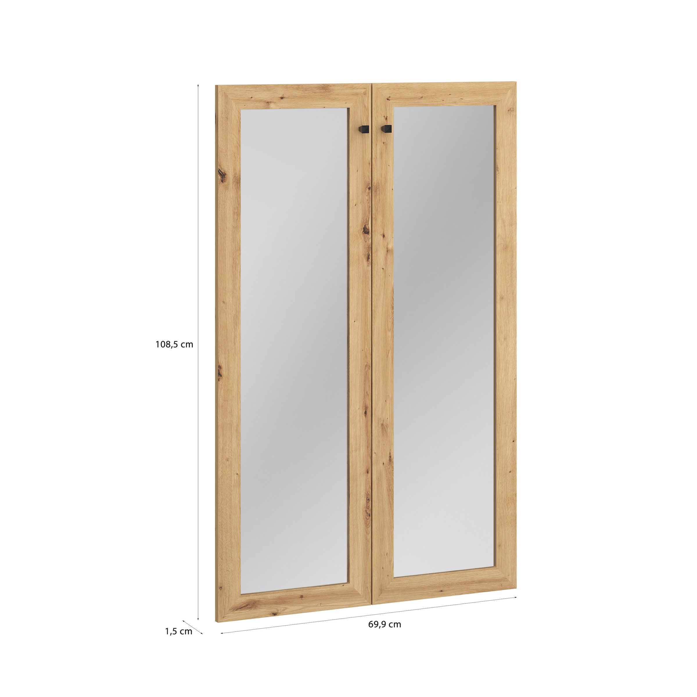 PREISBRECHER Glastür TREVONE, (2er-Set) in Artisan Eiche Dekor - 69,9x108,5x1,5cm (BxHxT)