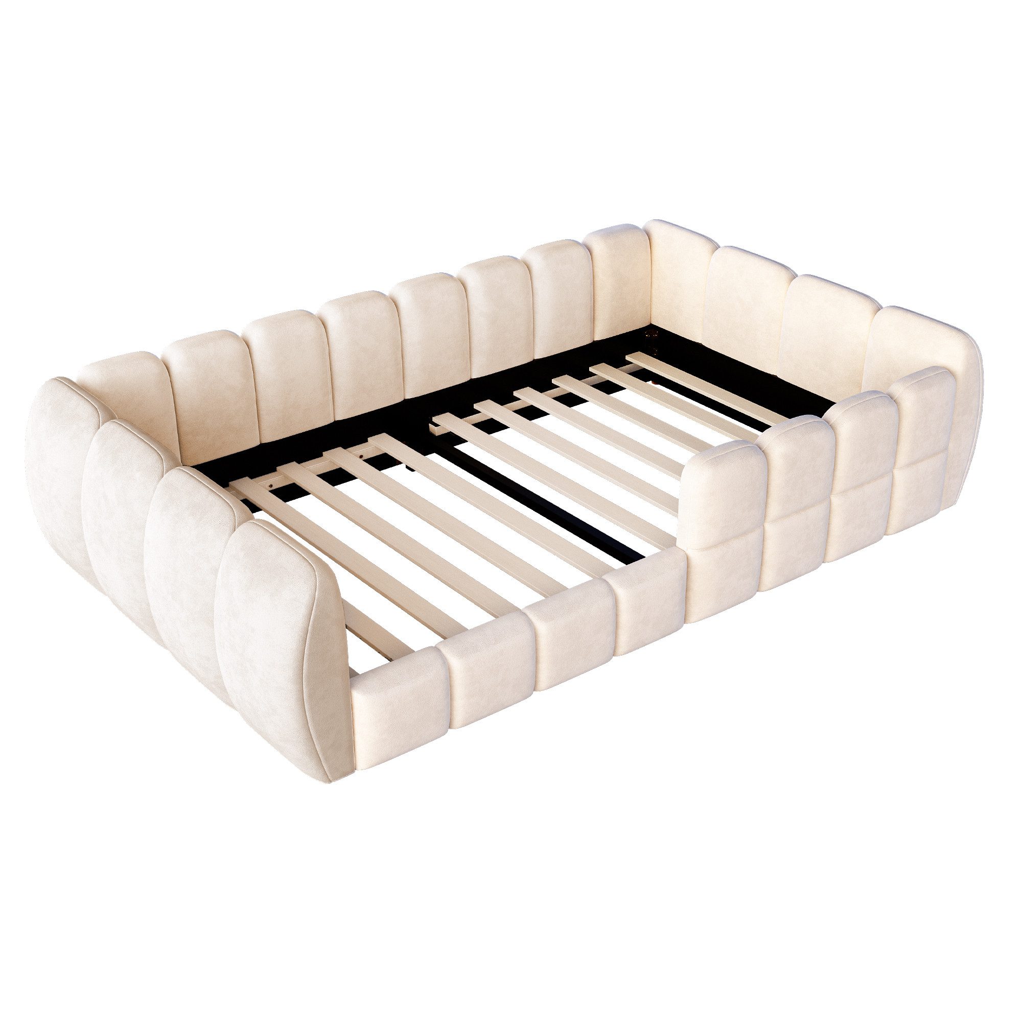 Celya Polsterbett Gepolstertes Kinder-Bodenbett, Samtbezug (Ohne Matratze, komplett geschlossenes Design, abgerundete Ecken), geeignet für Kinder-, Kleinkind- u – Bild 5 von 5