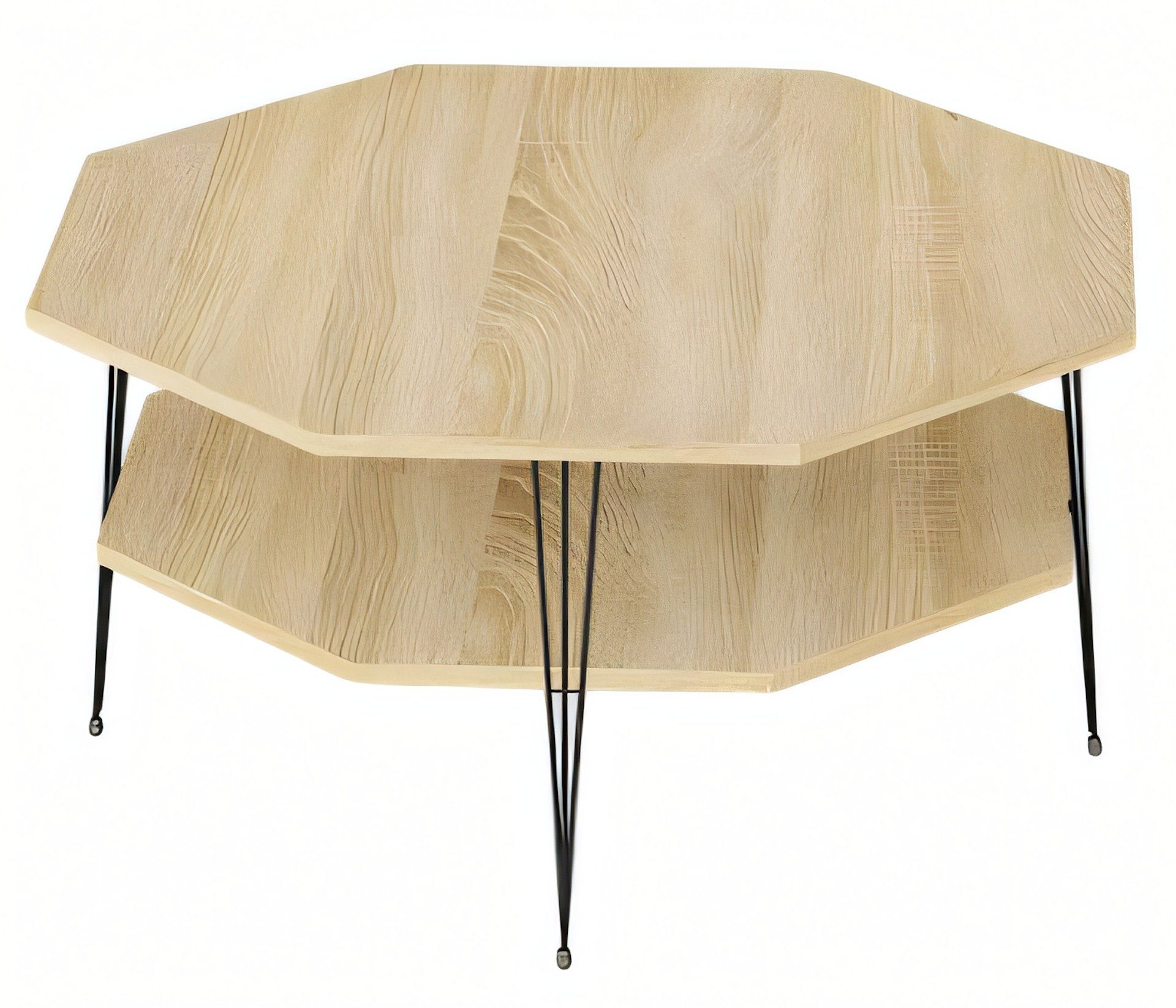 Xlmoebel Couchtisch XLMOEBEL achteckiger Holz-Couchtisch in hellem Braun, Made in Europa