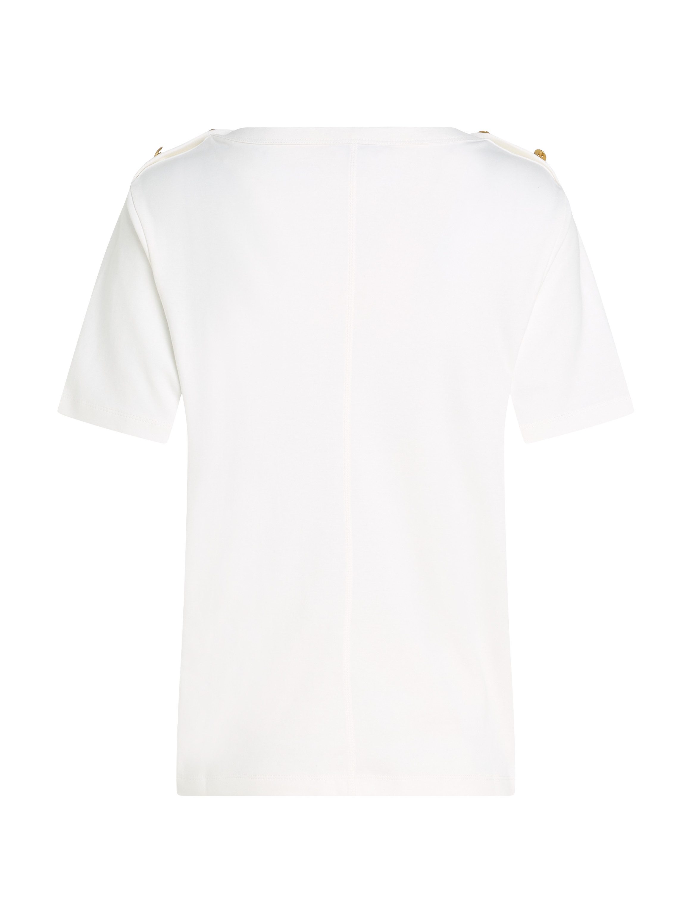Tommy Hilfiger Rundhalsshirt REG STRIPE GOLD BTN C-NK SS mit goldfarbenem Knopf