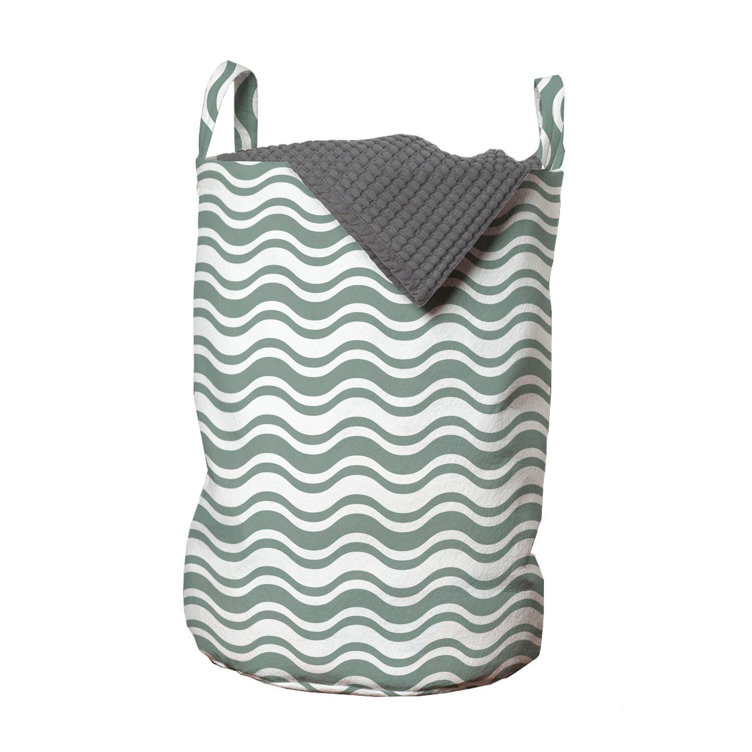 Wäschekorb Kurvige Stripes Wäschesäckchen für Abstrakt Kordelzugverschluss Waves mit Griffen Abakuhaus Waschsalons,