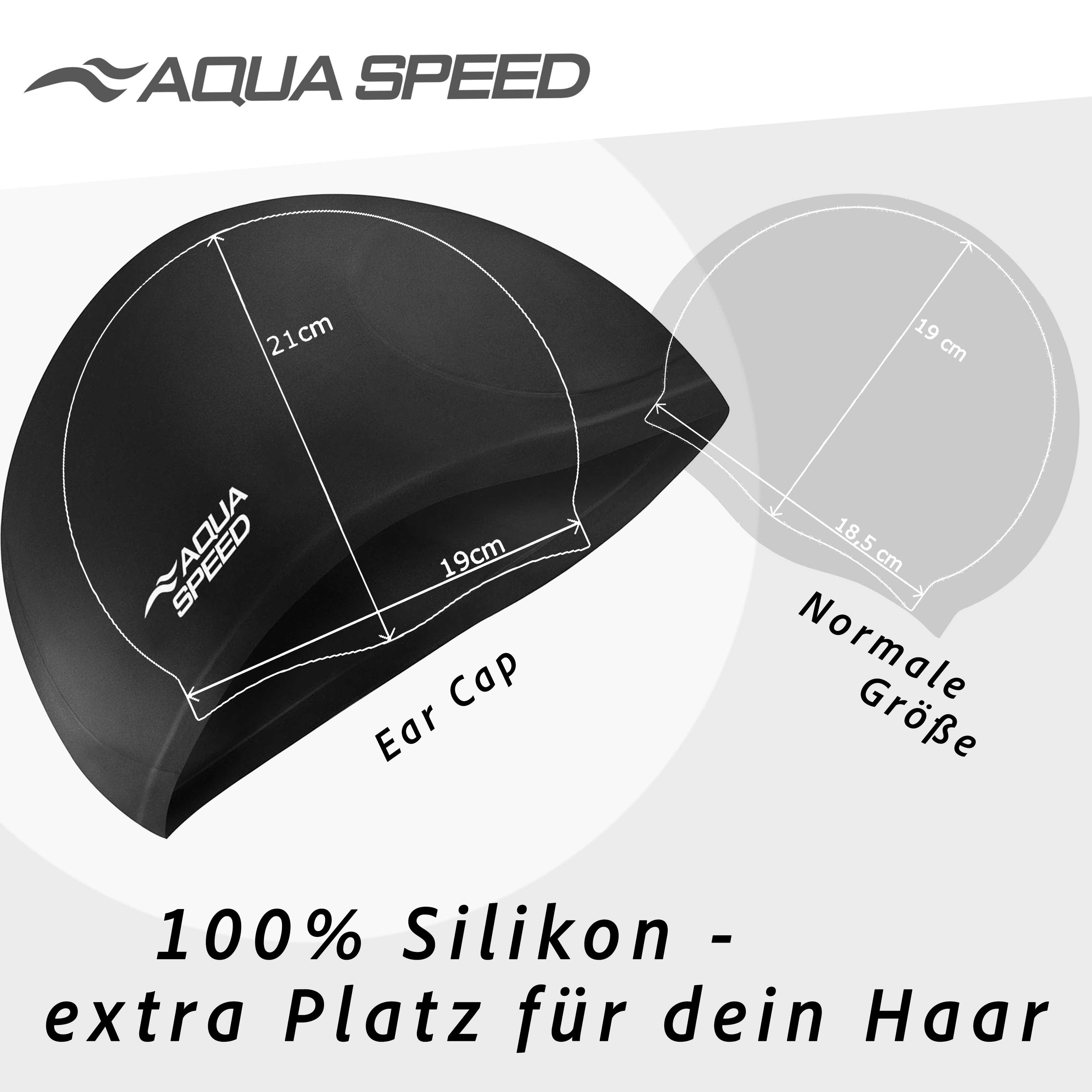 Aqua Speed Badekappe Elastische Schwimmkappe Schwimmen mit Ohrenschutz