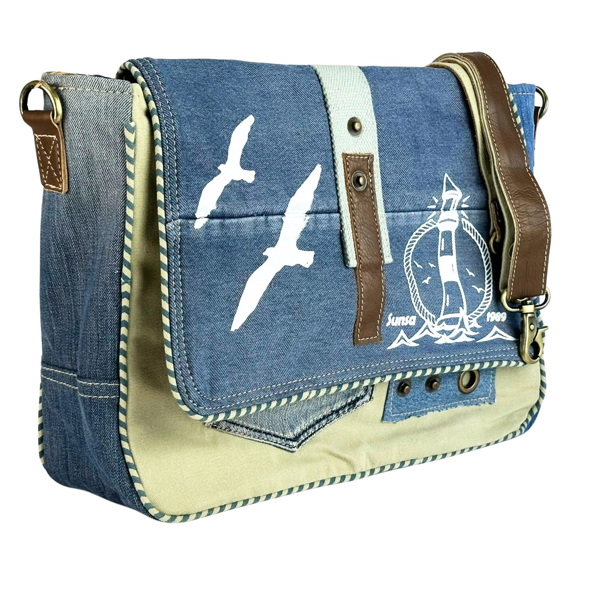 Sunsa Messenger Bag Messenger Bag Maritim Tasche Umhängetasche Crossbody Bag Meerliebhaber, Aus recycelten Materialien