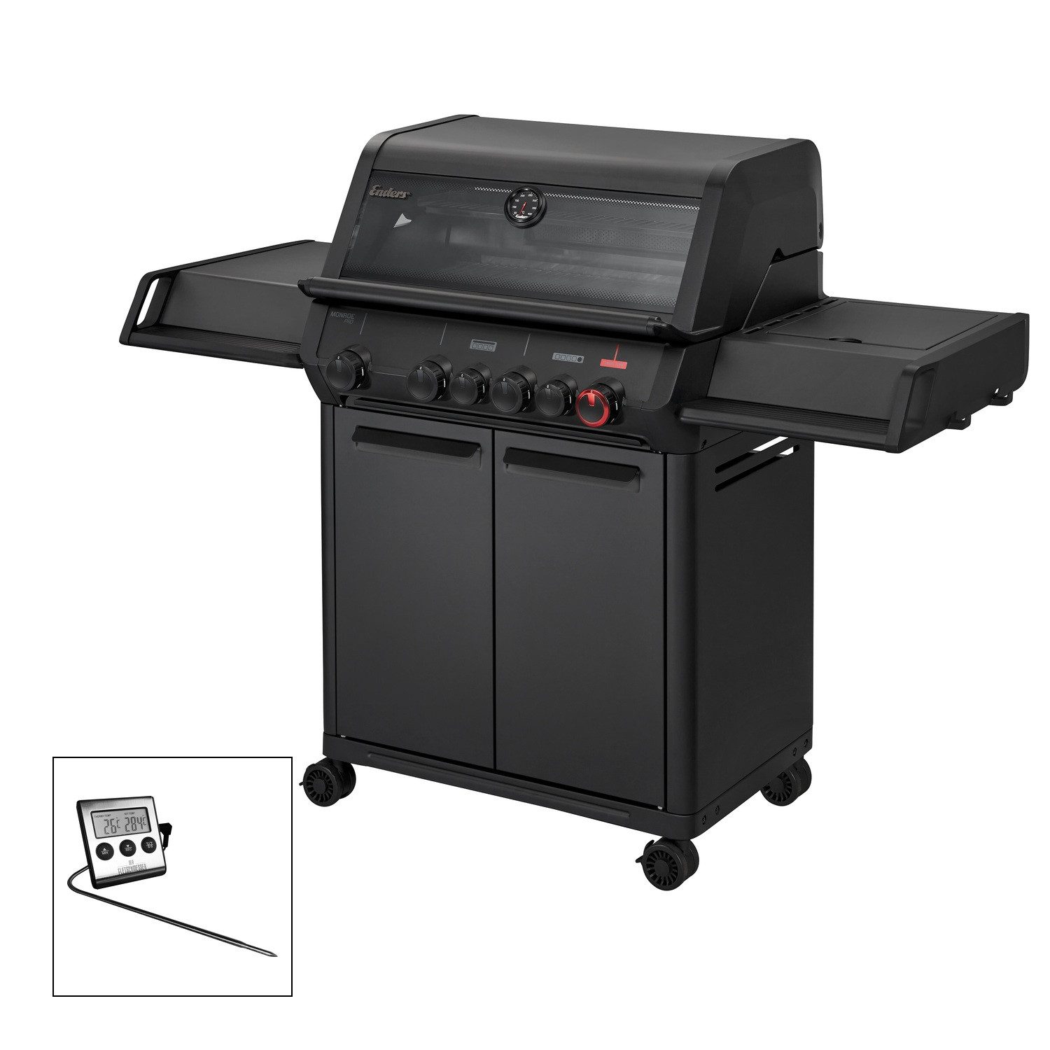 Enders® Gasgrill Monroe Pro 4 SIKR Turbo Shadow inkl. Seargrate + Thermometer