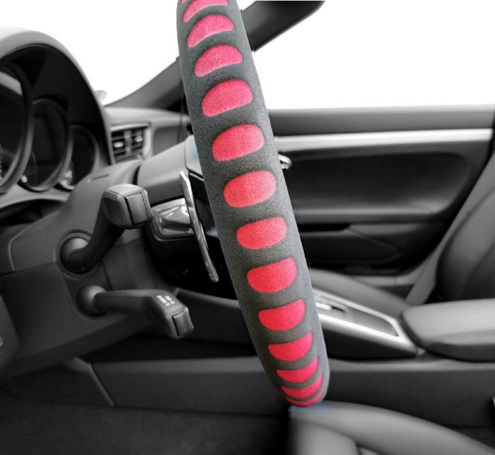 HR-IMOTION RED DOT Steering Wheel Cover for 37 - 39 cm Steering Wheels, Car Adapter
