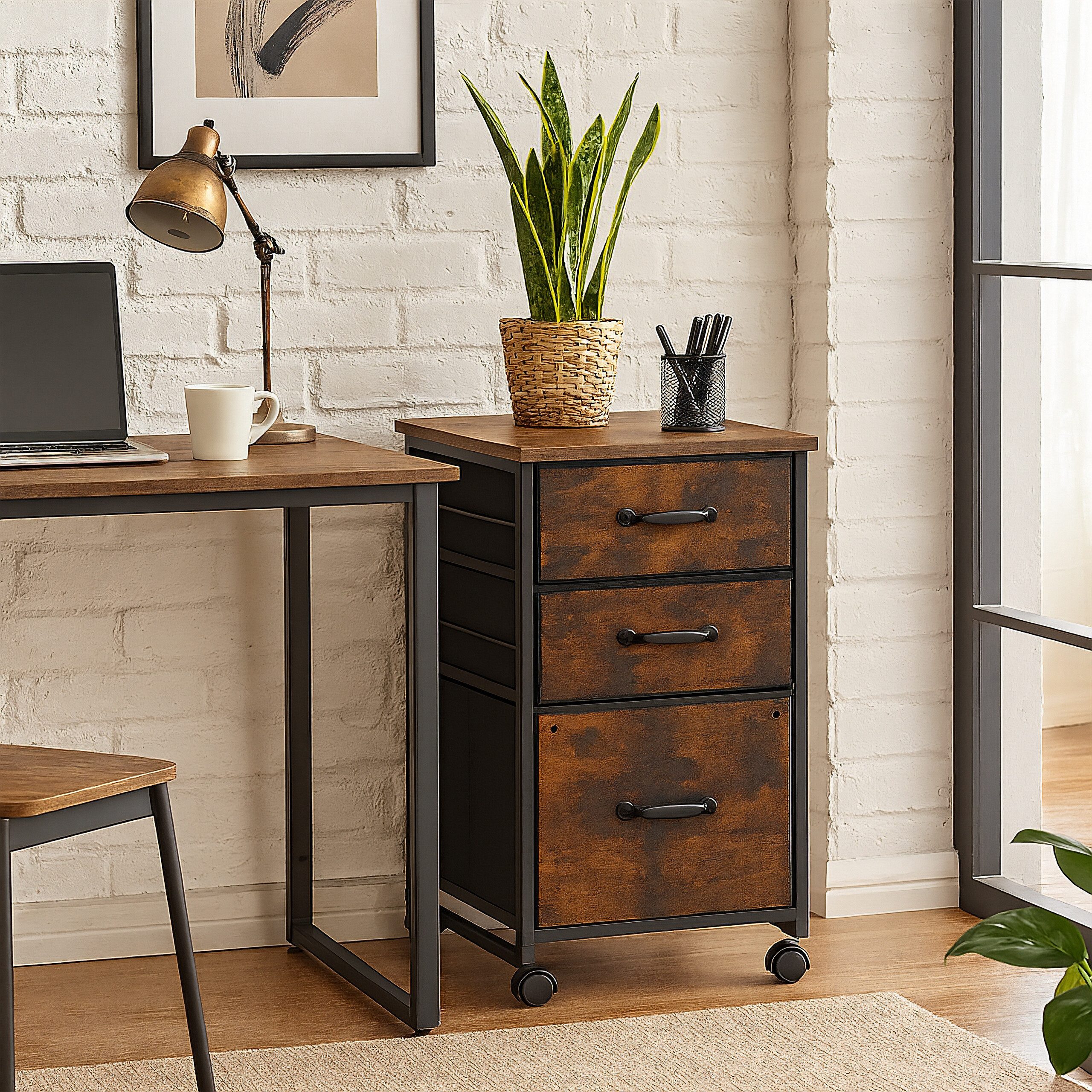 relaxdays Rollcontainer Industrial Rollcontainer 3 Schubladen günstig online kaufen