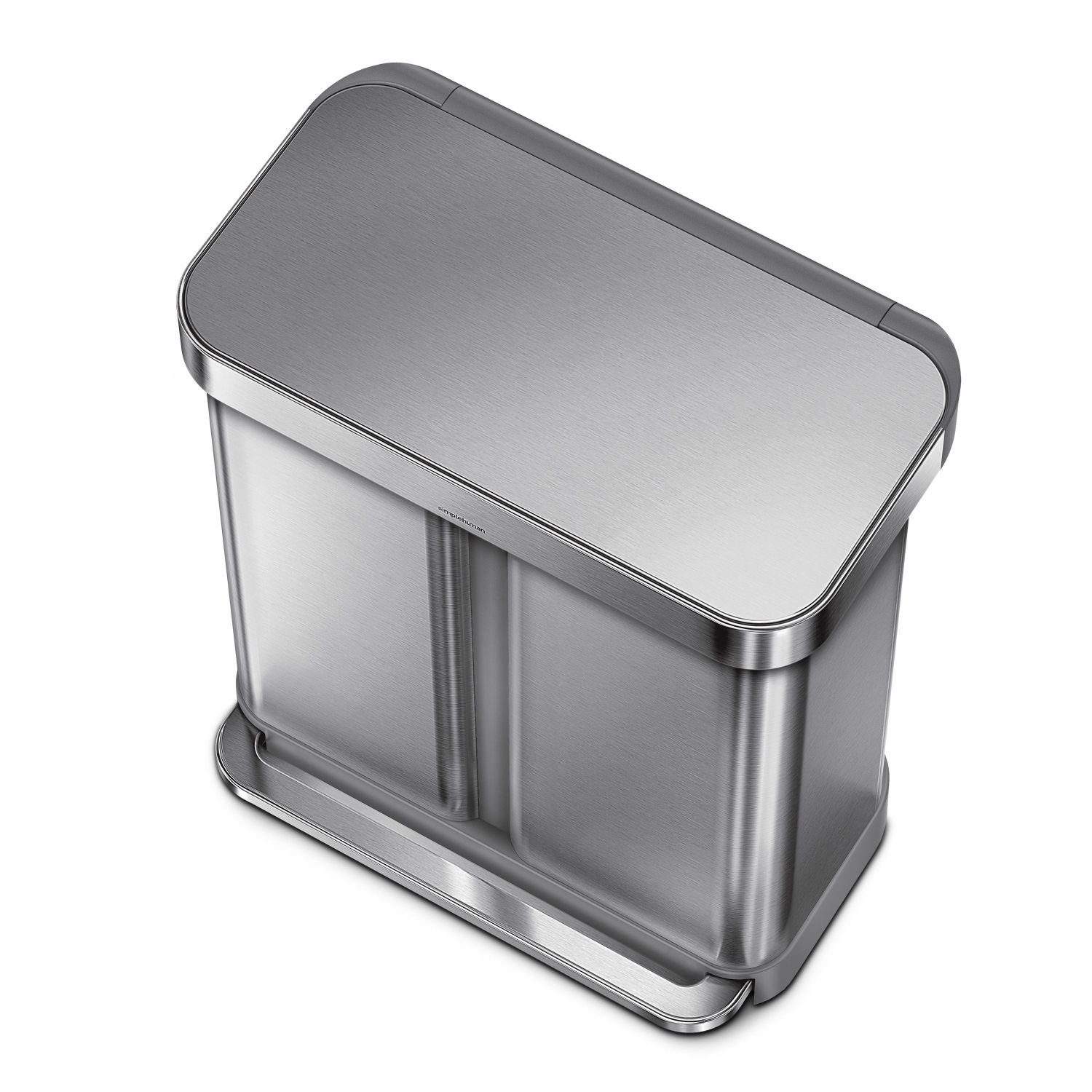 simplehuman Mülleimer Rechteckiger Treteimer Doppelfach 58 Liter