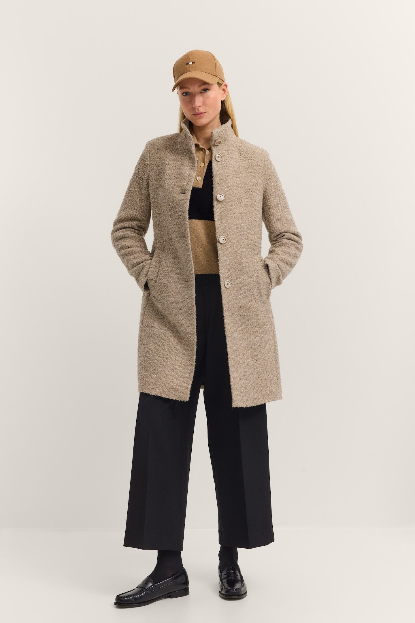 bugatti Wollmantel Modern Fit mit Flexcity Stretch und Stehkragen