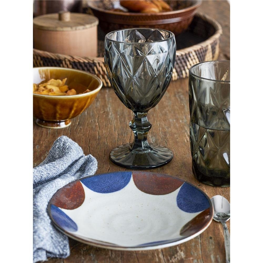 Bloomingville Weinglas Asana Weinglas, Grau 320ml Glas Facettenmuster spülmaschinenfest