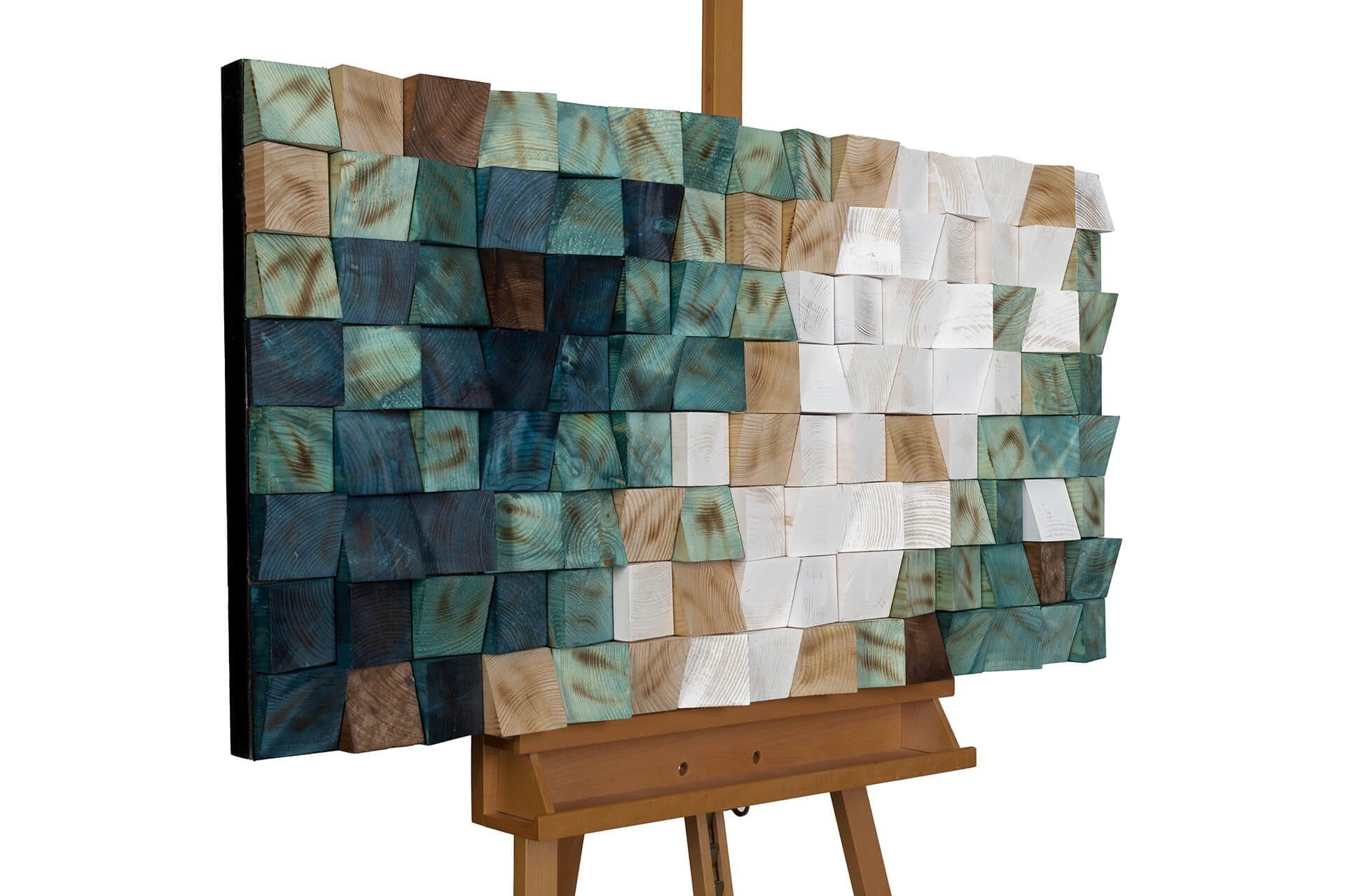 KUNSTLOFT Holzbild Horizon Colours 98x55 cm, handgefertiges Wandbild aus Holz
